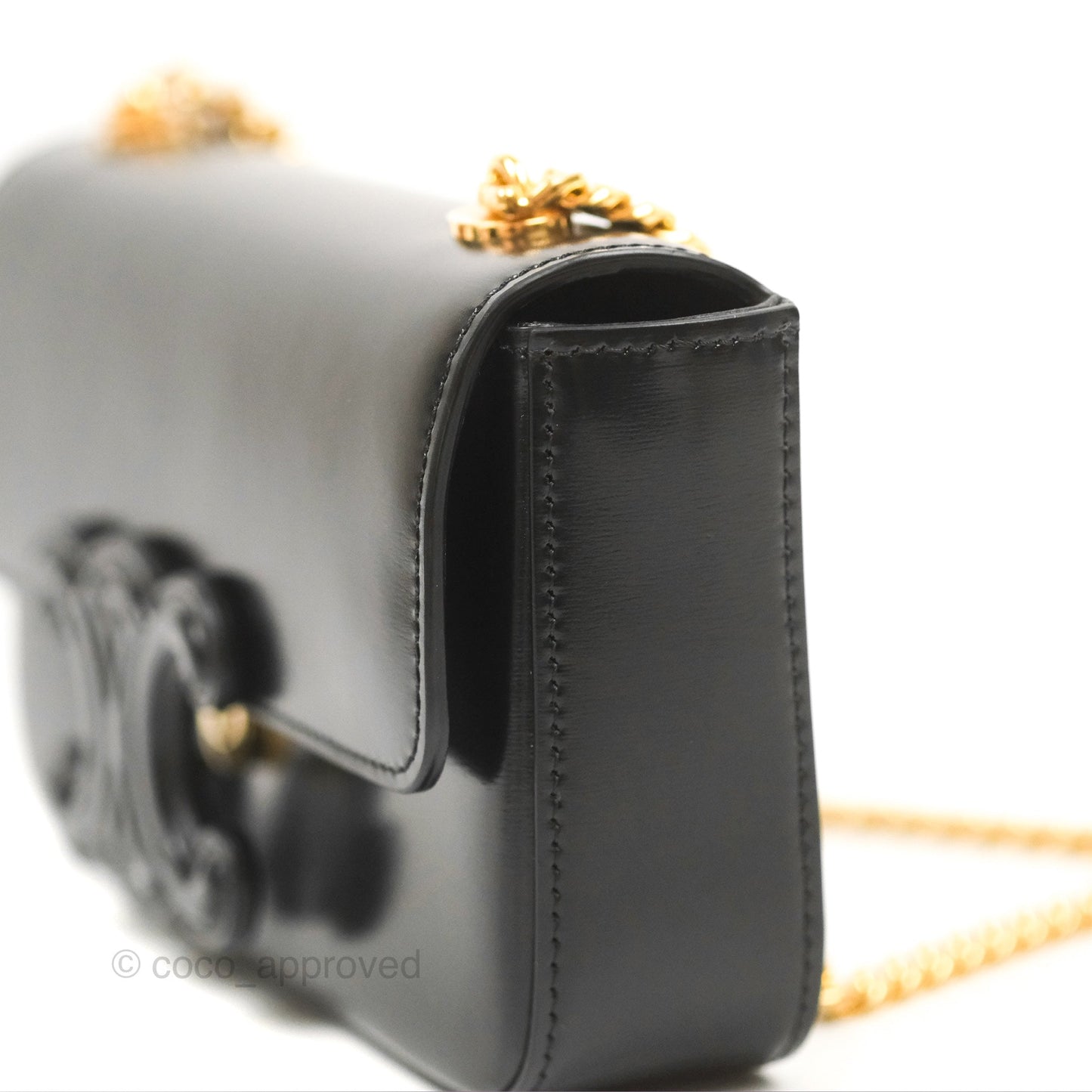 Celine Triomphe Chain Shoulder Bag Black Shiny Calfskin