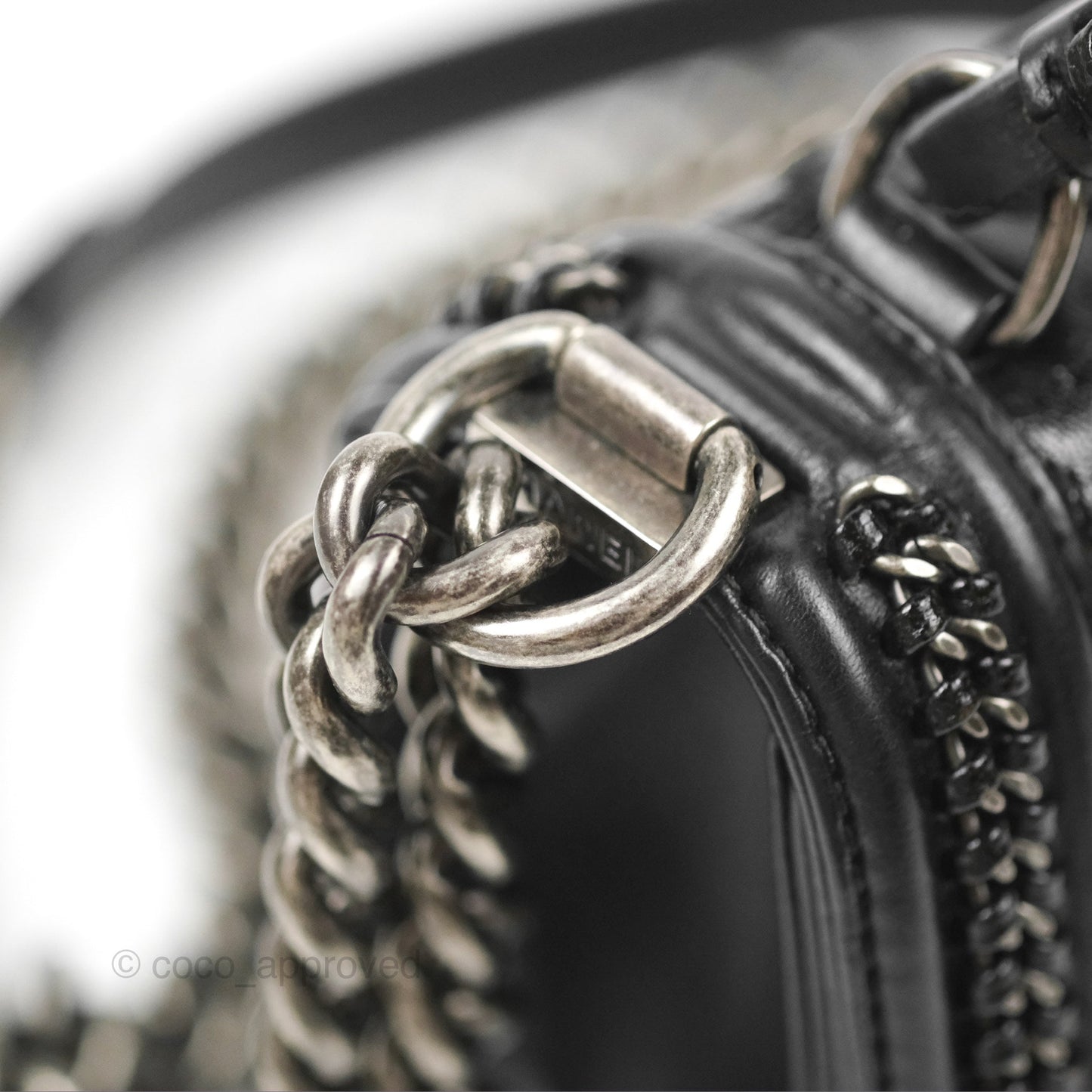 Chanel Small Chain Around Top Handle Boy Black Calfskin Ruthenium Hardware