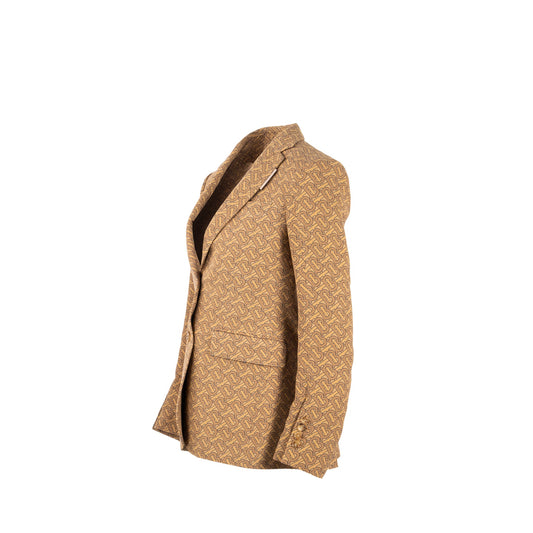 Burberry Size IT36 Monogram Print Slim-Fit Blazer Silk Tawny