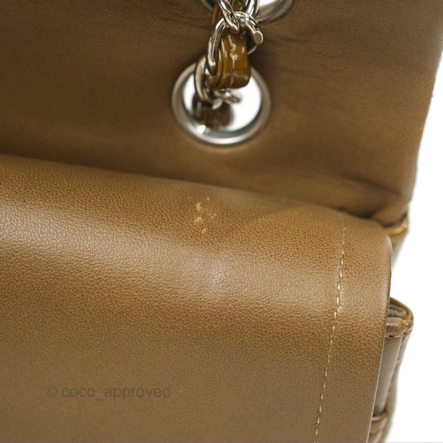 Chanel Classic M/L Medium Flap Quilted Brown Patent Silver Hardware