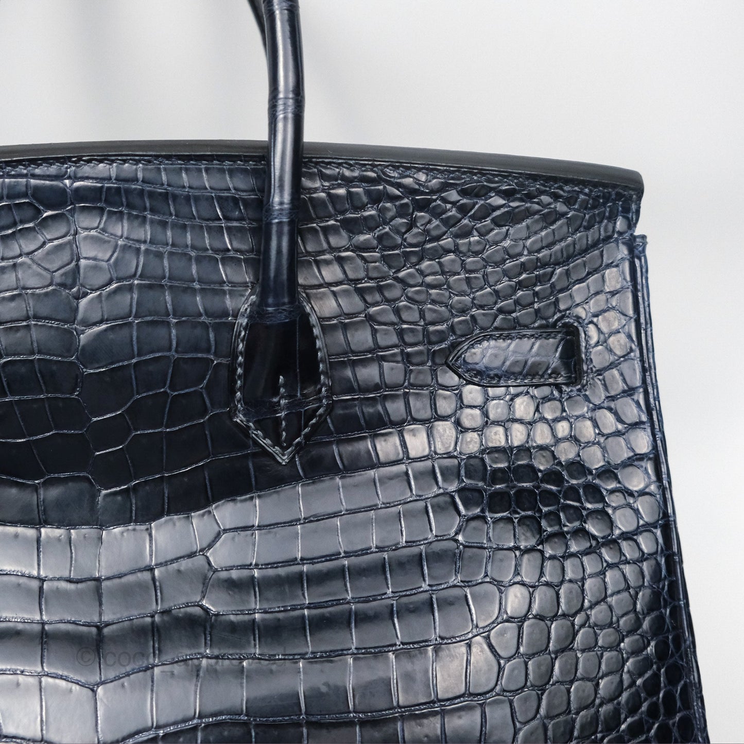 Hermès Birkin 35 Porosus Marine 78 Palladium Hardware