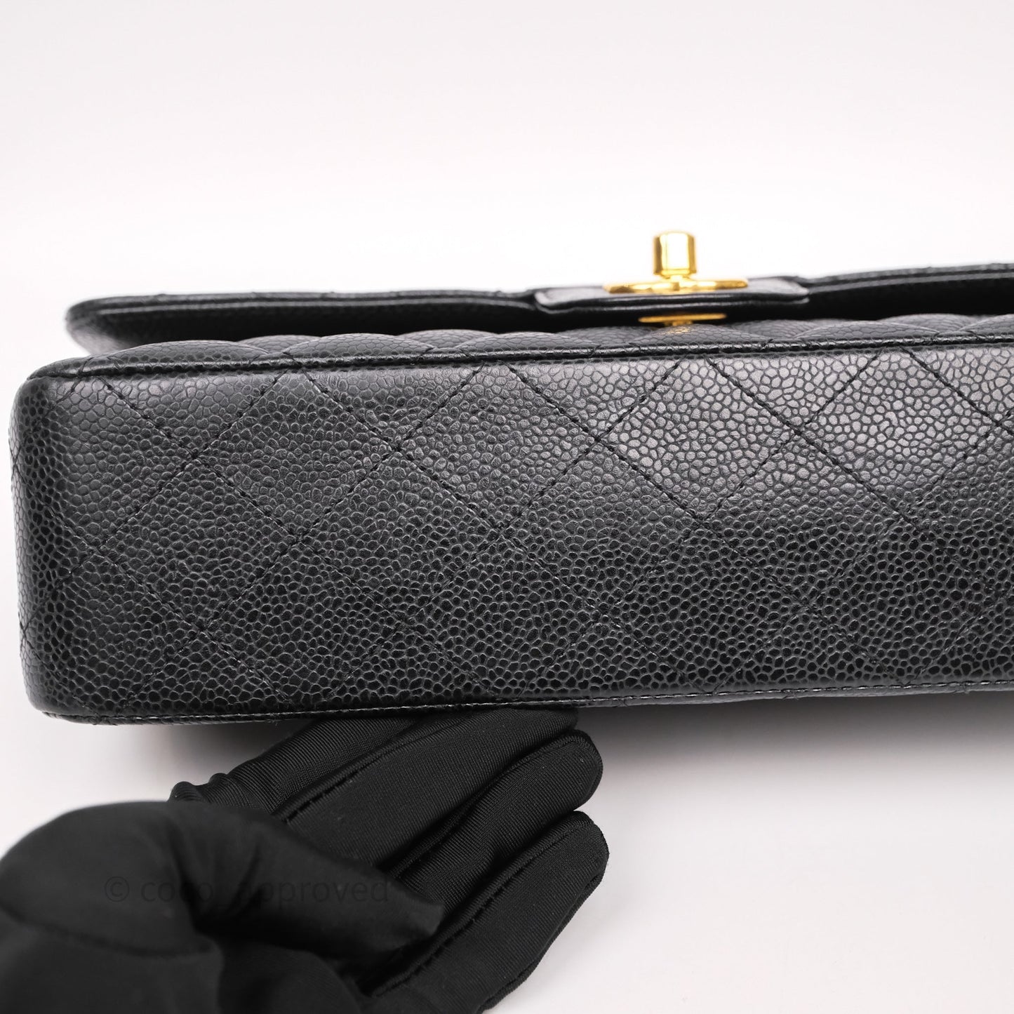 Chanel Classic M/L Medium Flap Quilted Black Caviar Gold Hardware