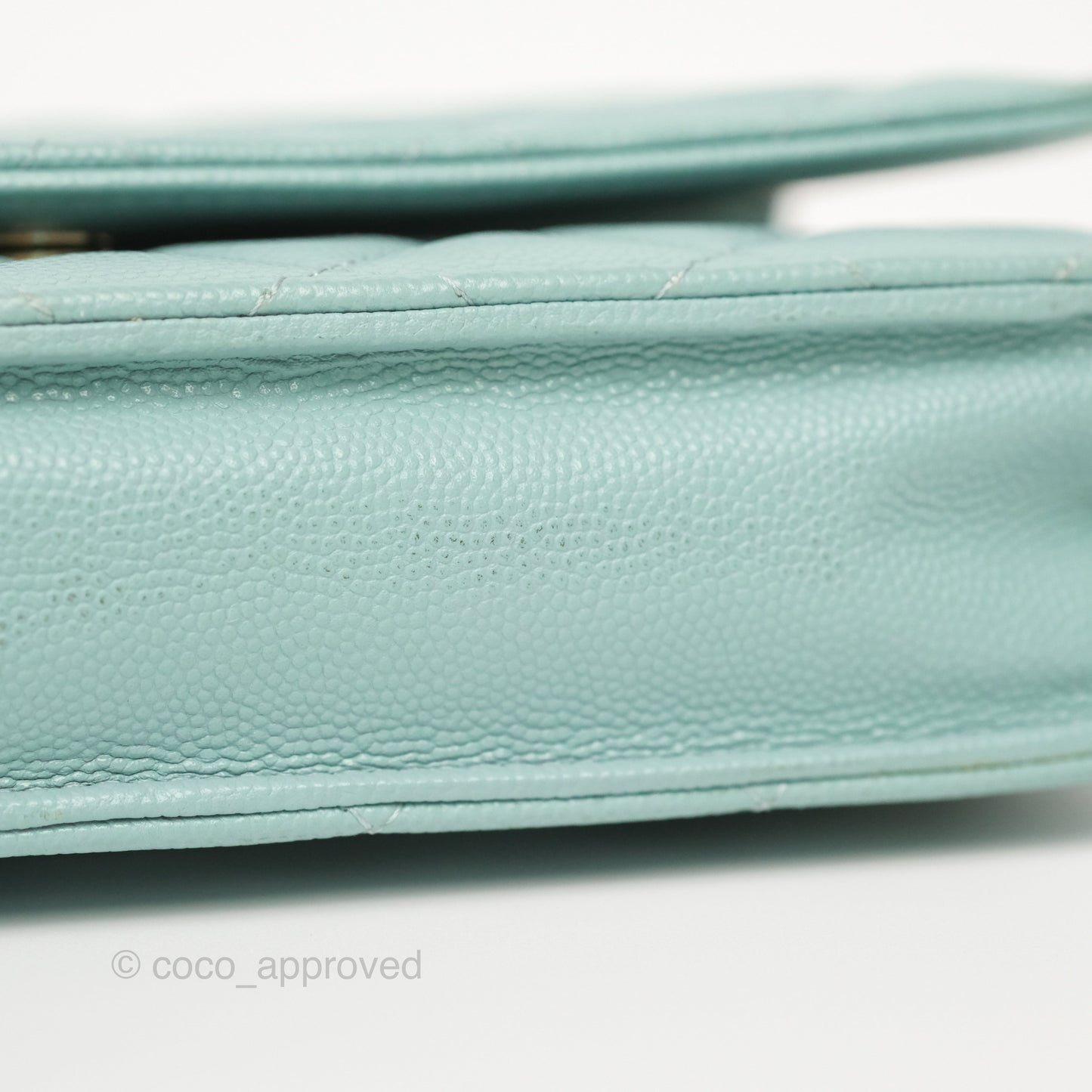 Chanel Quilted Classic Wallet On Chain WOC Tiffany Blue Caviar Gold Hardware