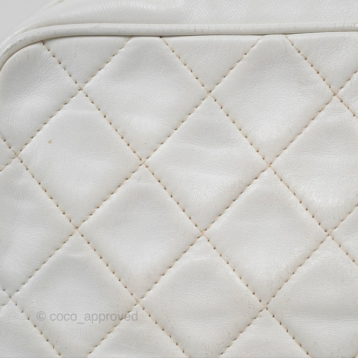 Chanel Vintage Small Camera Bag White Lambskin Gold Hardware