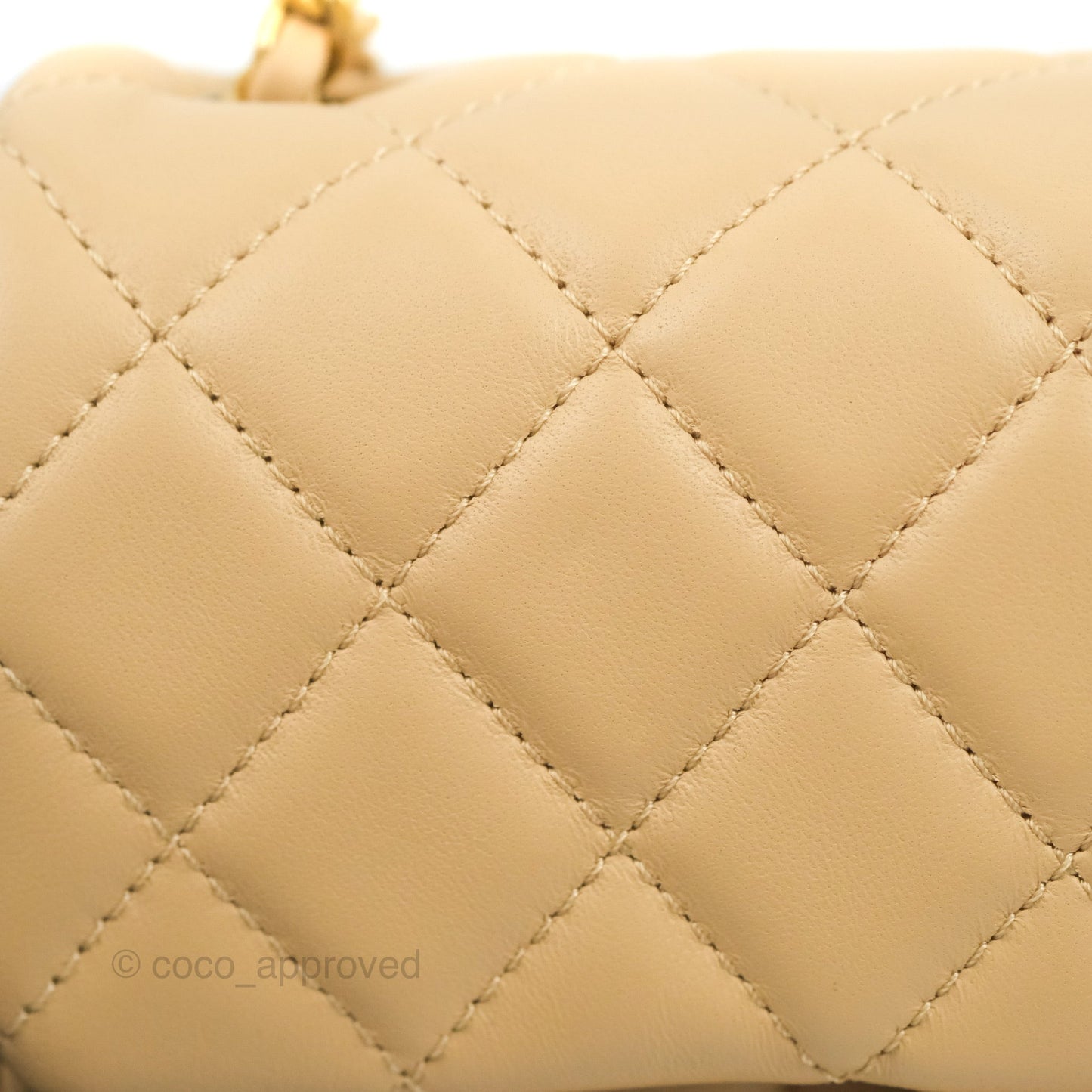 Chanel Mini Rectangular Pearl Crush Beige Lambskin Aged Gold Hardware