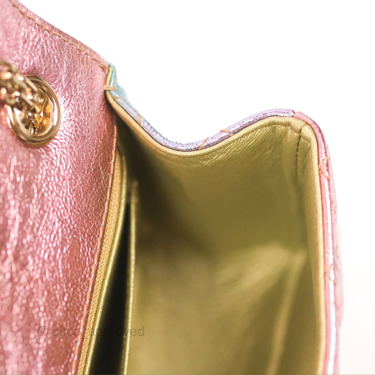 Chanel Quilted Mini Reissue 224 Metallic Rainbow Crumpled Calfskin Gold Hardware