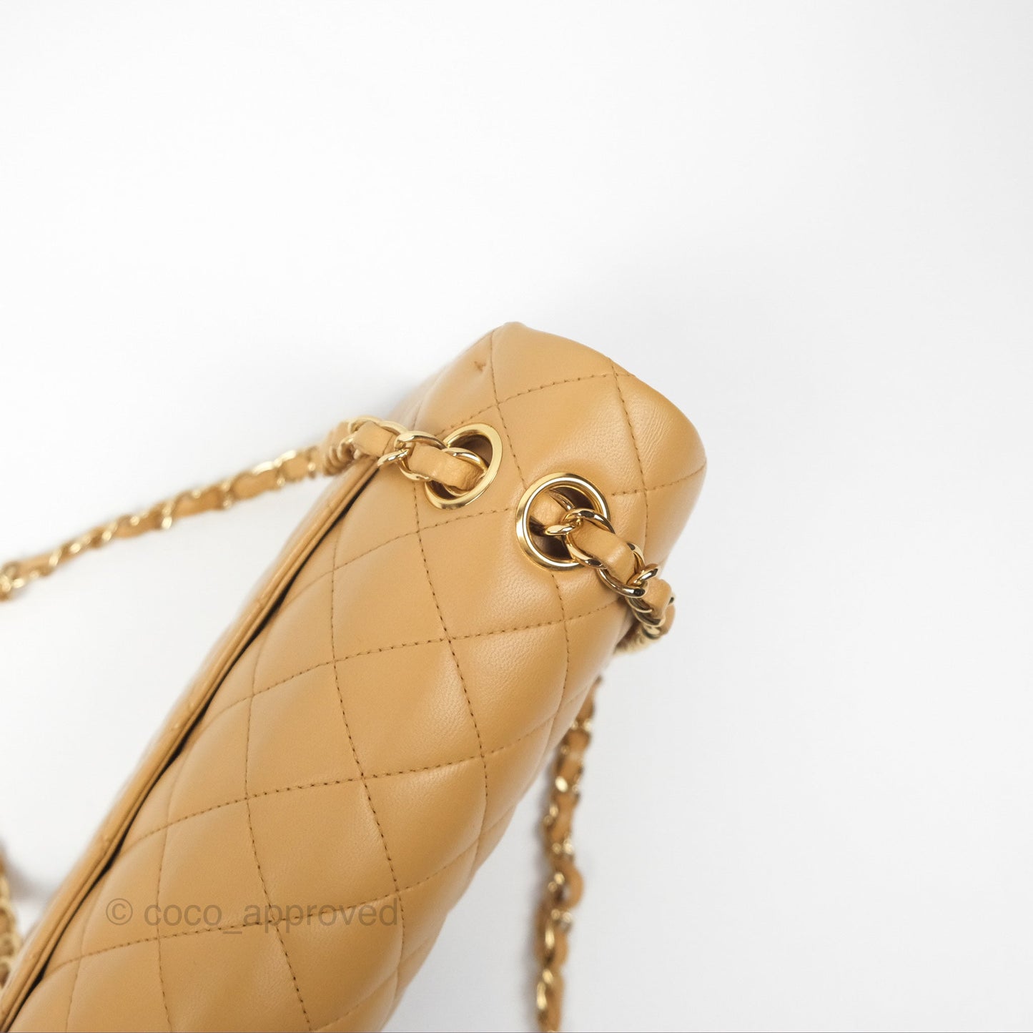 Chanel Vintage Small Classic Flap Beige Lambskin 24K Gold Hardware