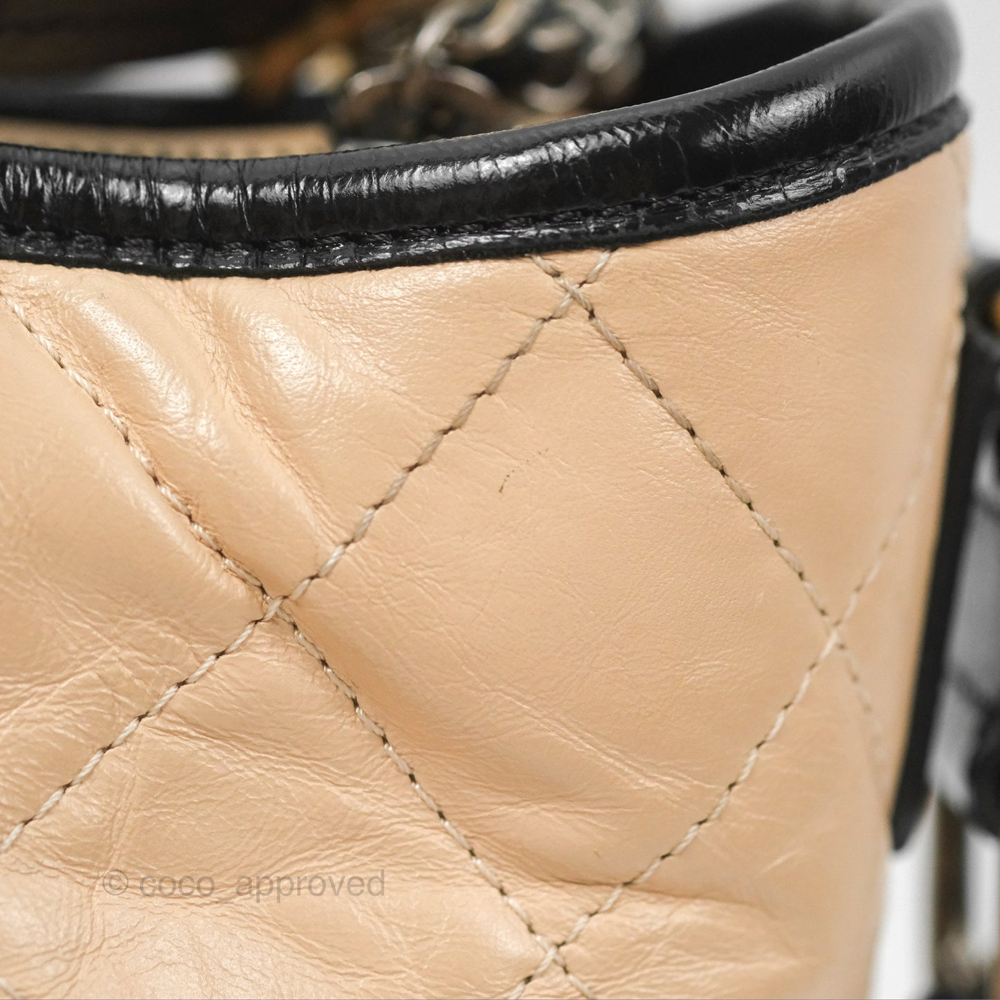 Chanel Small Gabrielle Hobo Quilted Beige Back Aged Calfskin