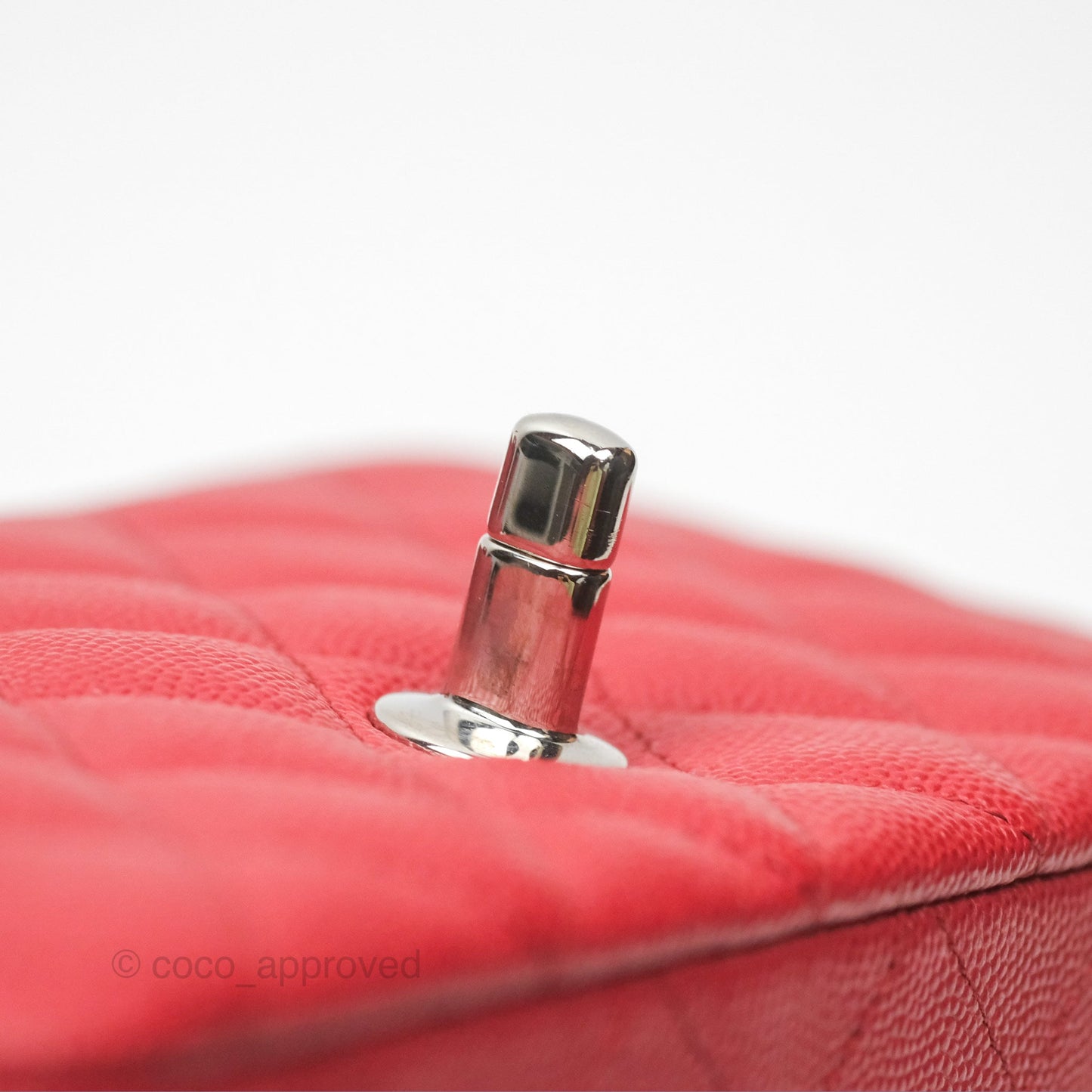 Chanel Quilted Mini Rectangular Red Caviar Silver Hardware