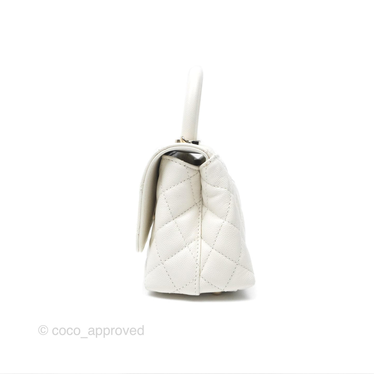 Chanel Mini Coco Handle White Caviar Gold Hardware