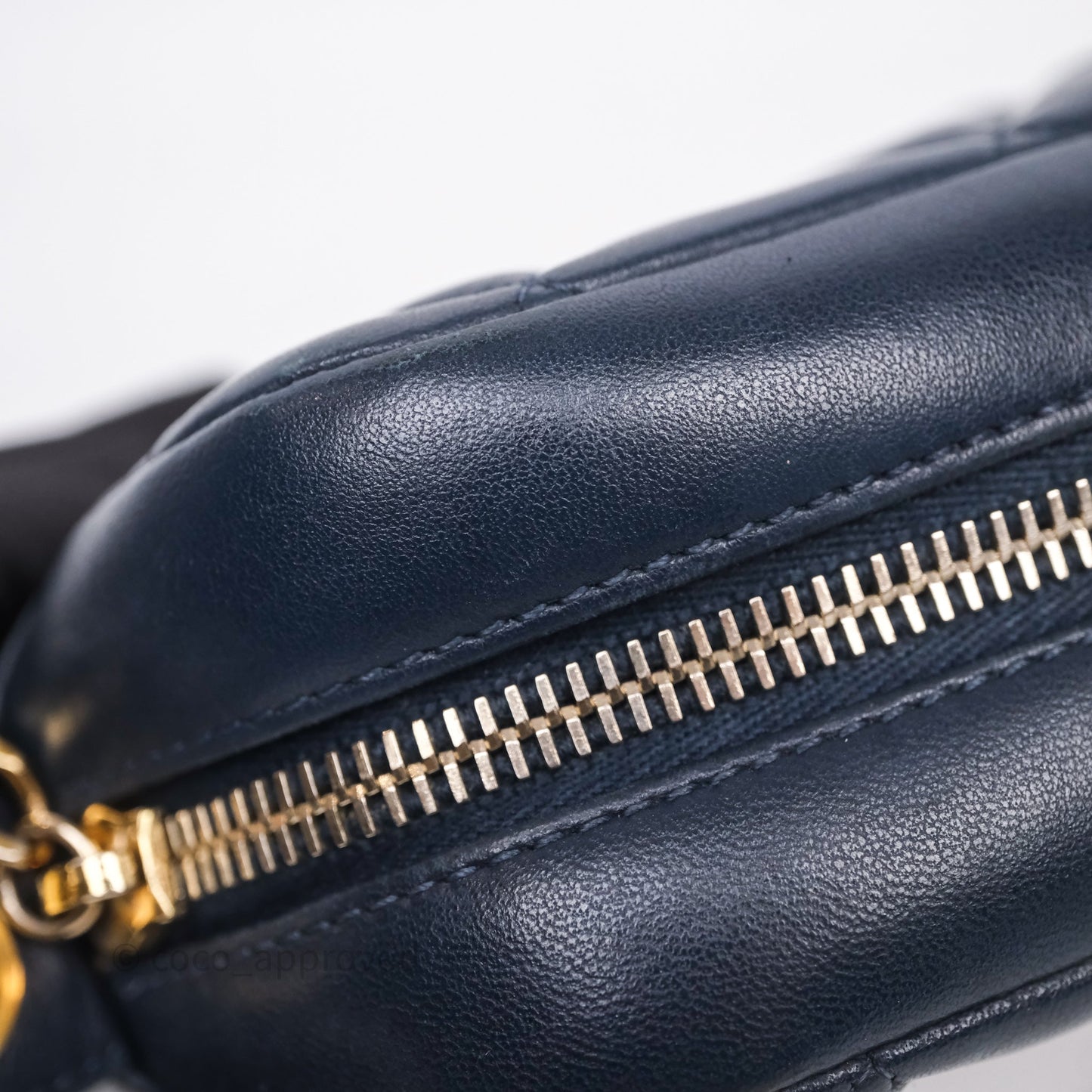 Chanel CC Camera Bag Quilted Navy Lambskin Aged Gold Hardware