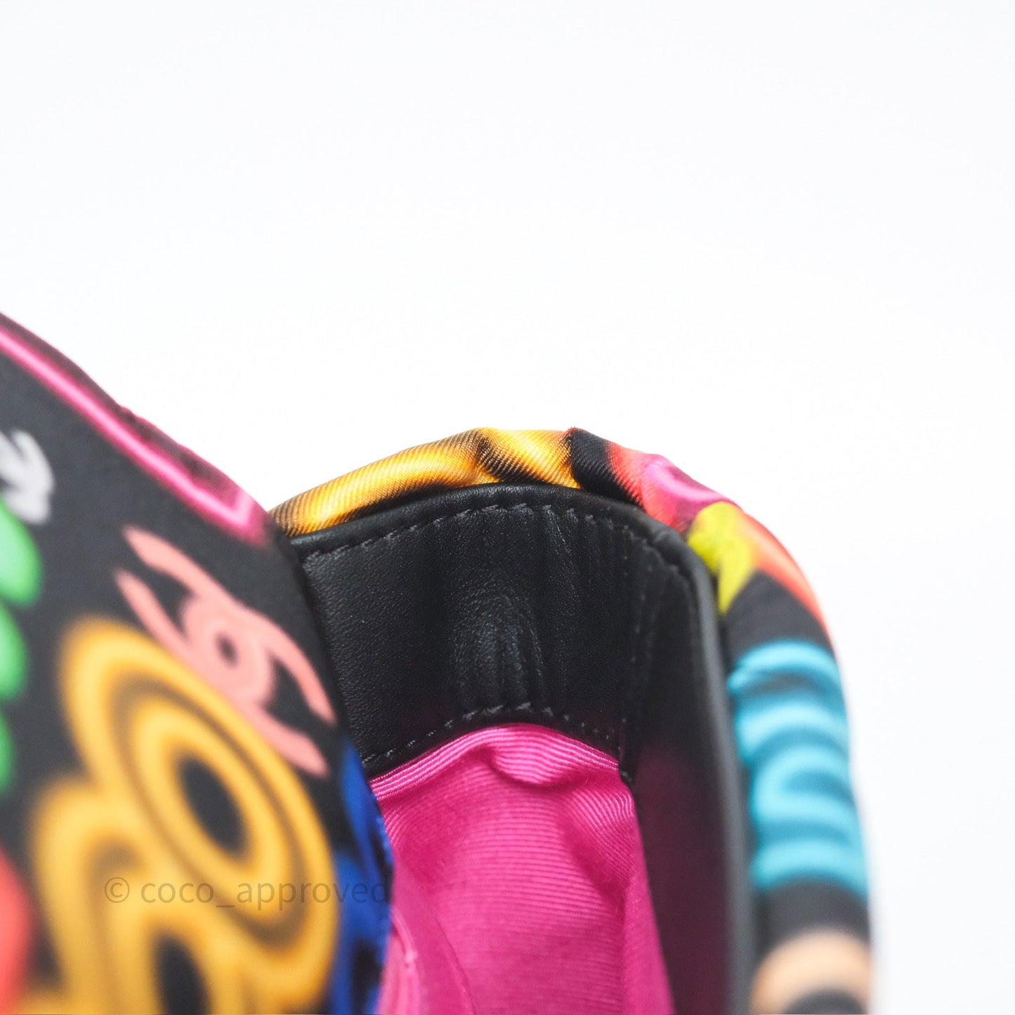 Chanel 19 Small Black Multicolor Fabric Printed Mixed Hardware