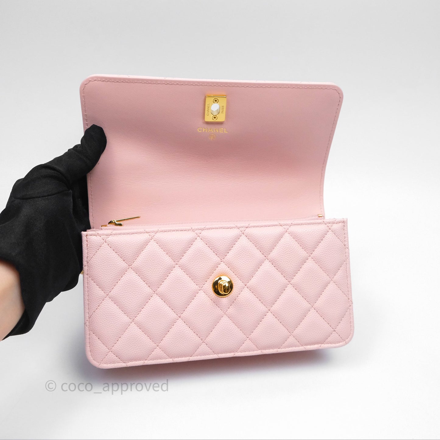 Chanel Clutch with Chain Caviar Pink Gold Hardware