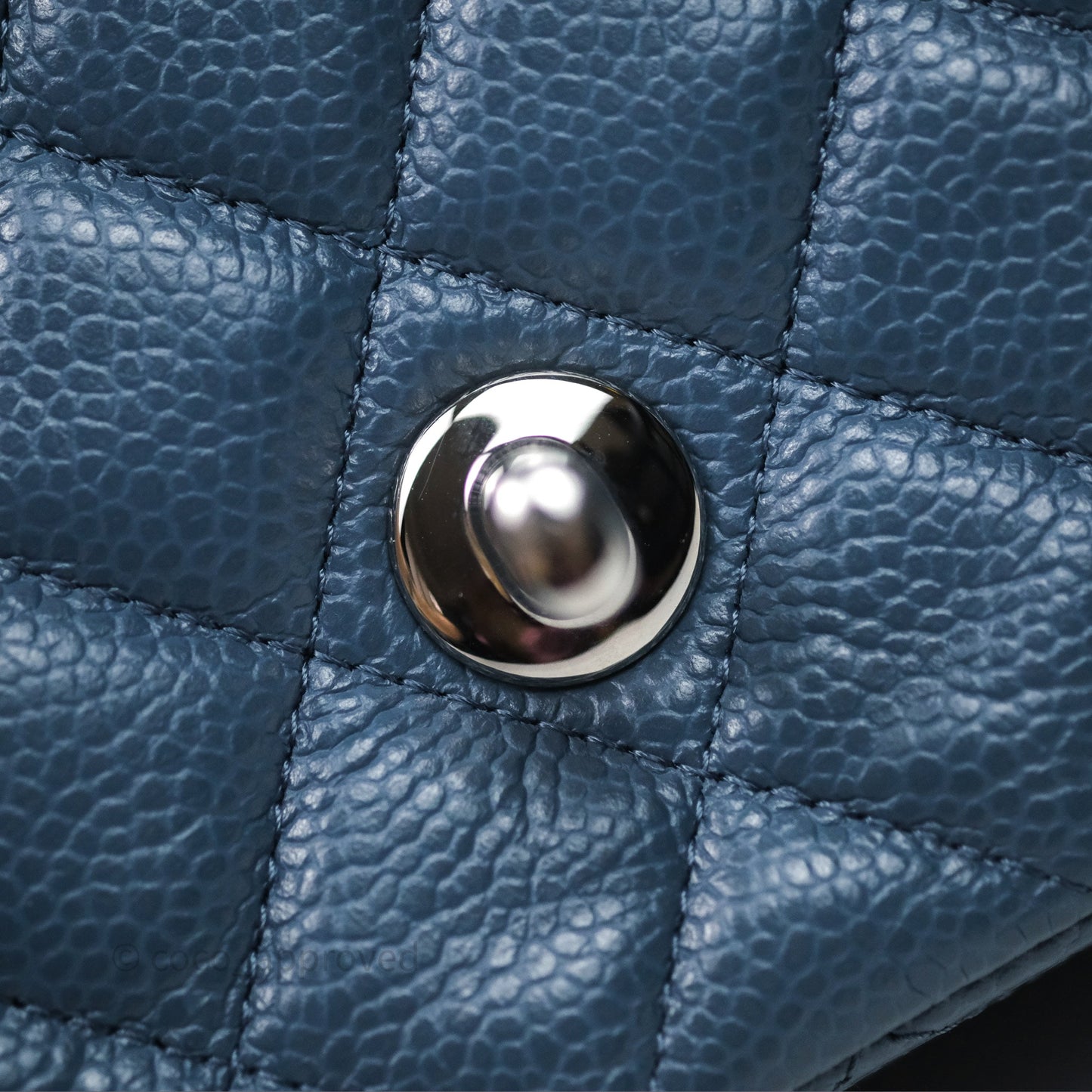 Chanel Quilted Mini Rectangular Blue Caviar Silver Hardware