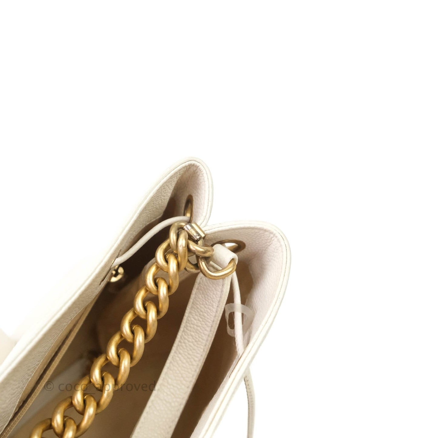 Chanel Grained Calfskin Ivory Drawstring Bucket Bag Aged Gold Hardware