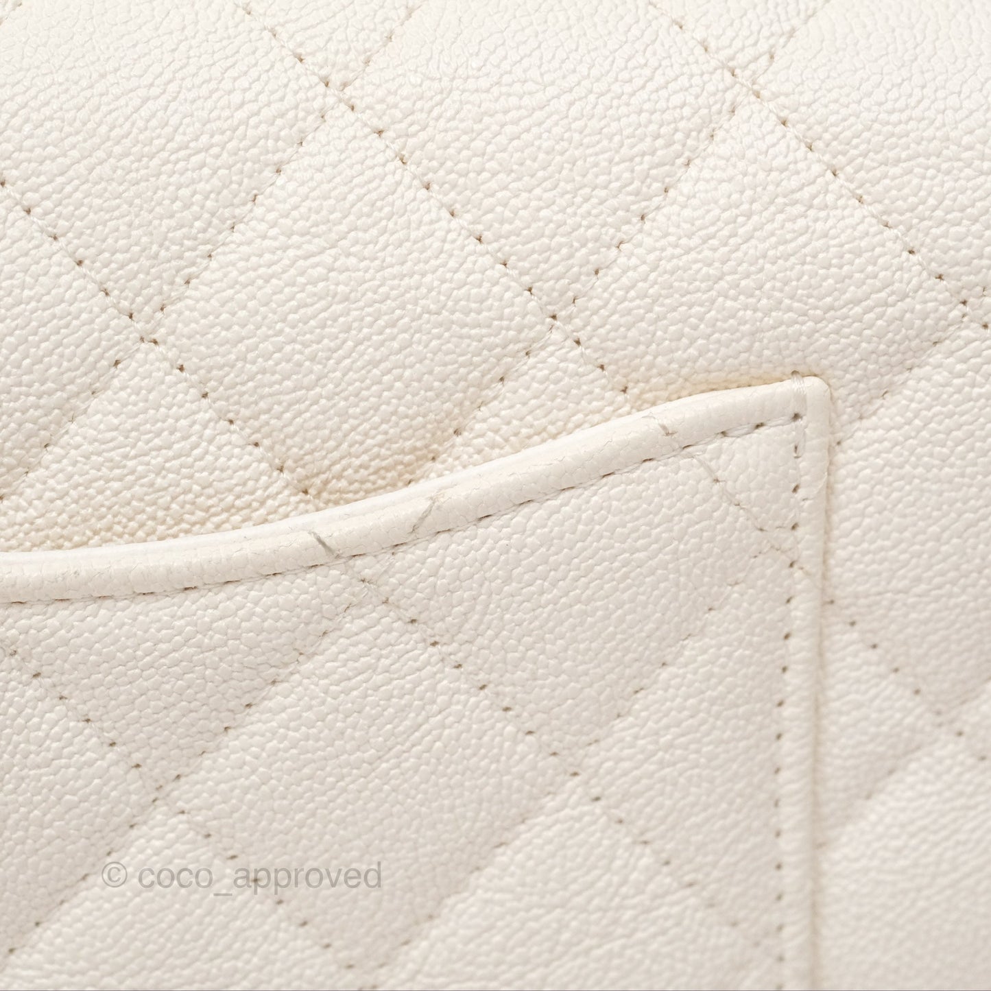 Chanel Top Handle Mini Rectangular Flap Bag Ivory White Caviar Aged Gold Hardware