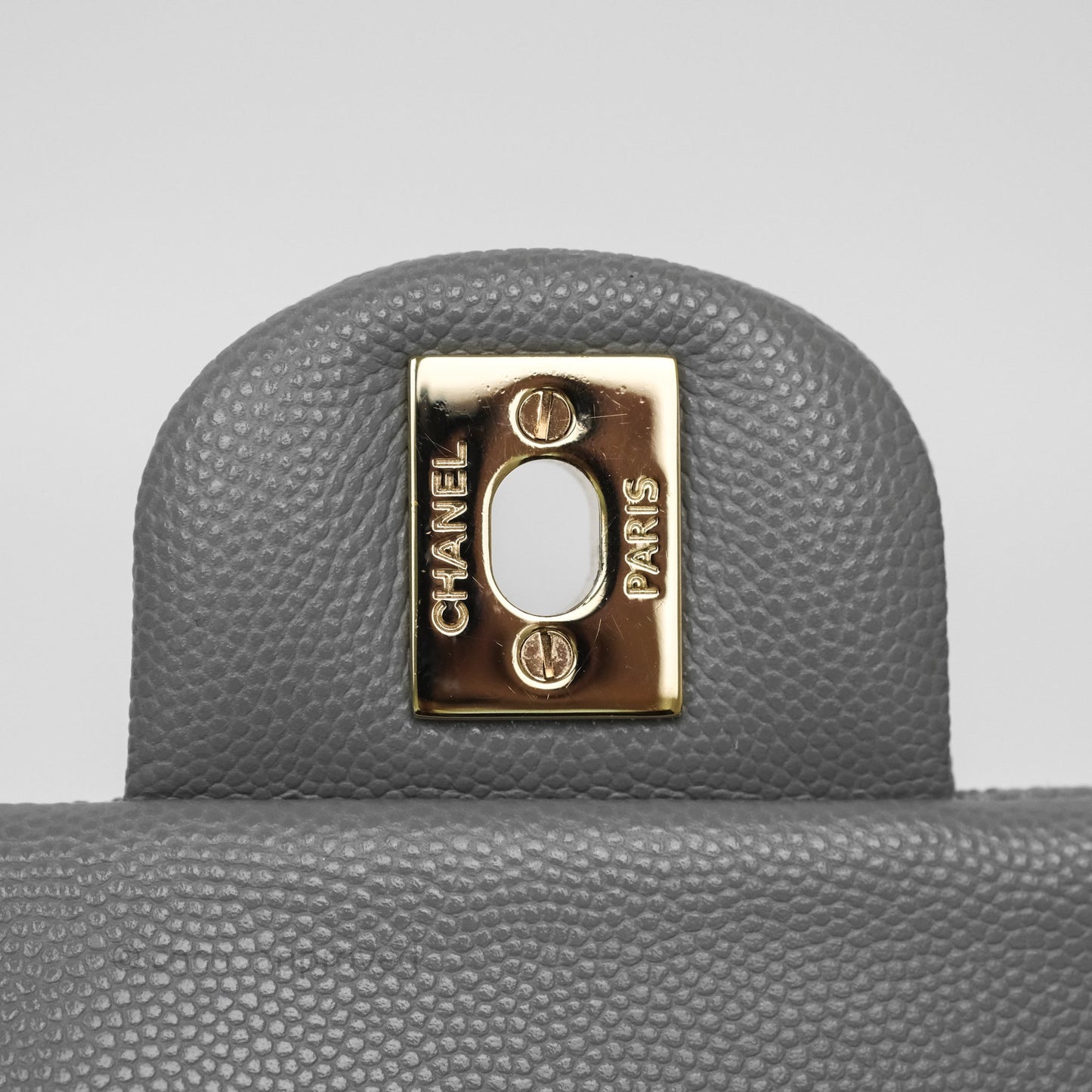 Chanel Small Classic Flap Quilted Grey Caviar Gold Hardware