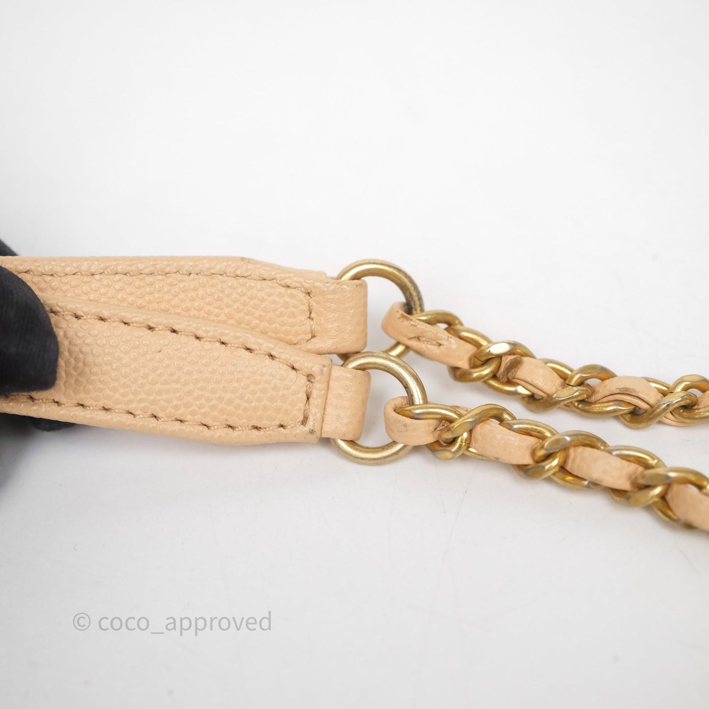 Chanel Small Coco Handle Quilted Beige Caviar Aged Gold Hardware