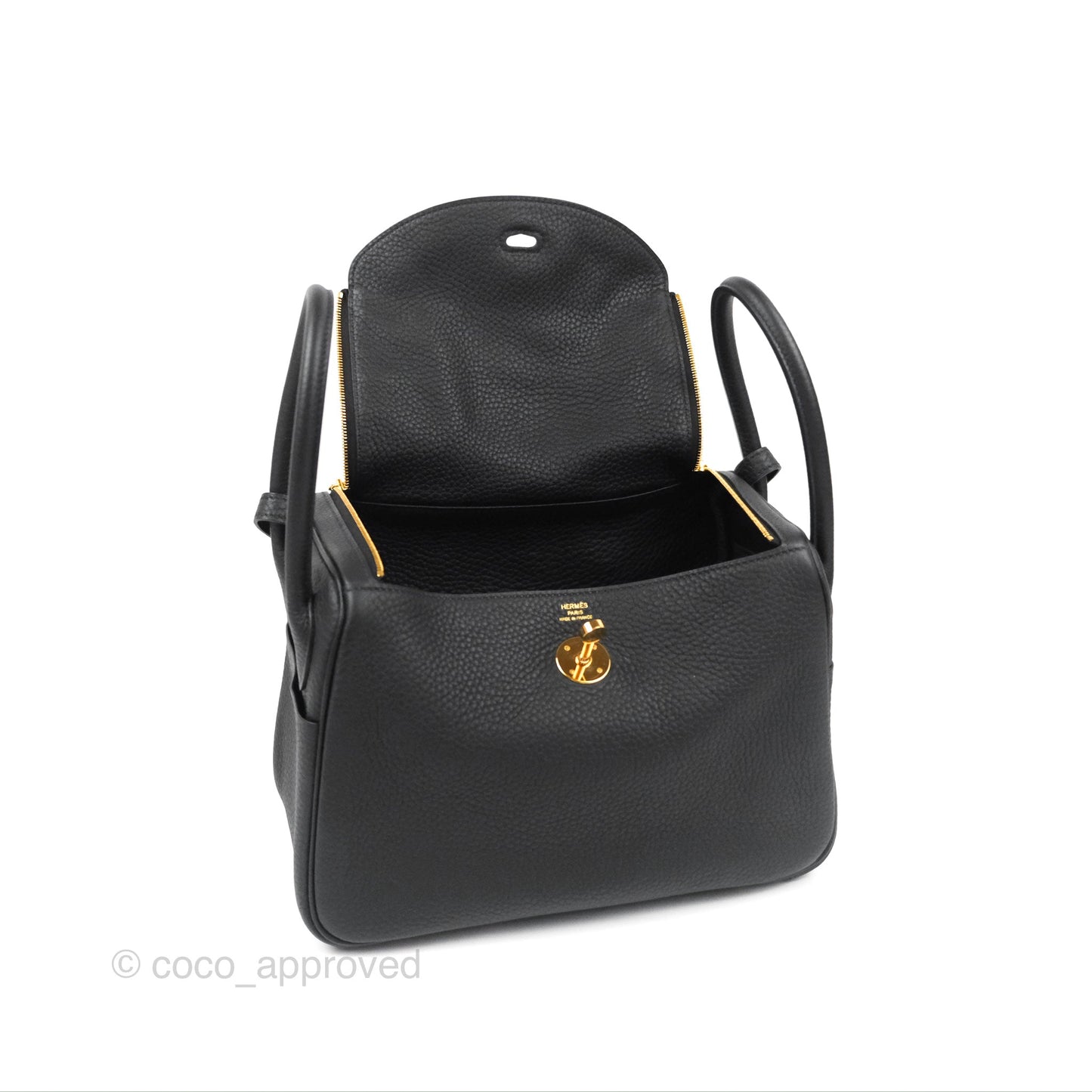 Hermès Lindy 26 Black Clemence Gold Hardware
