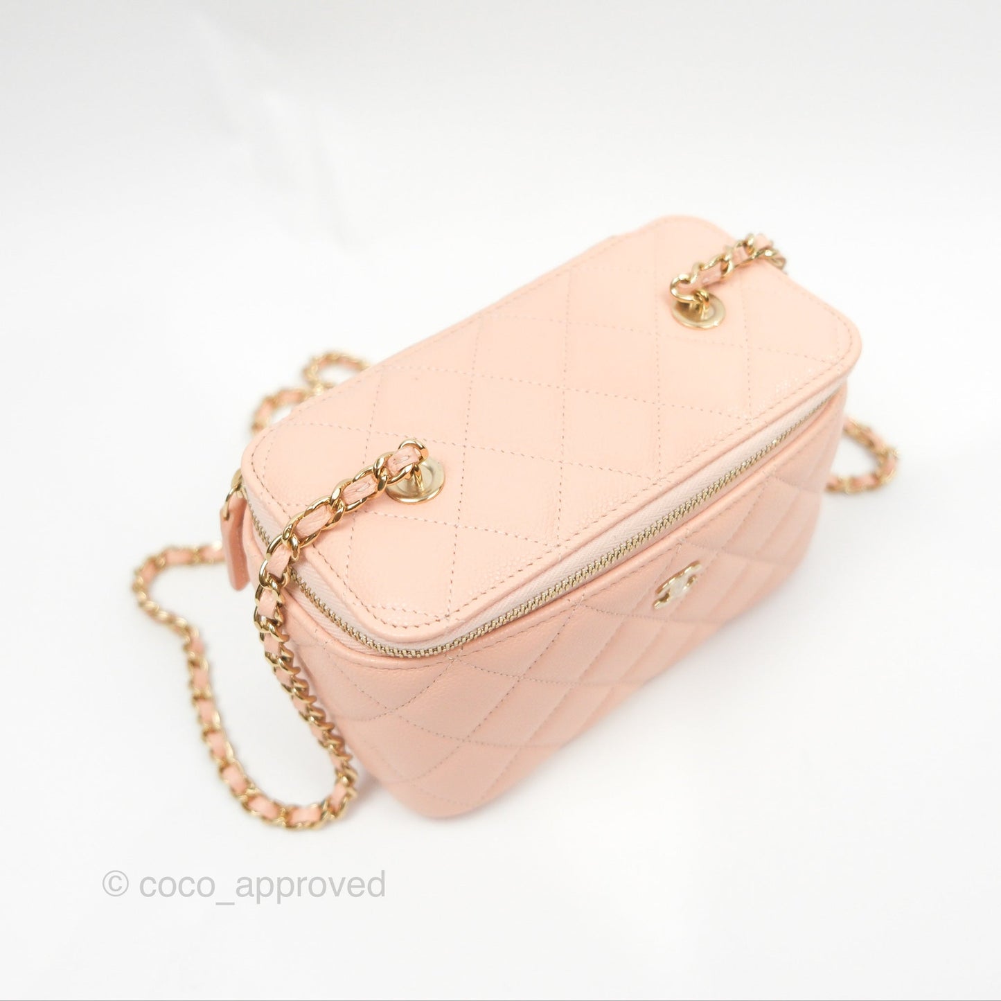 Chanel Vanity Rectangular Pink Beige Caviar Gold Hardware