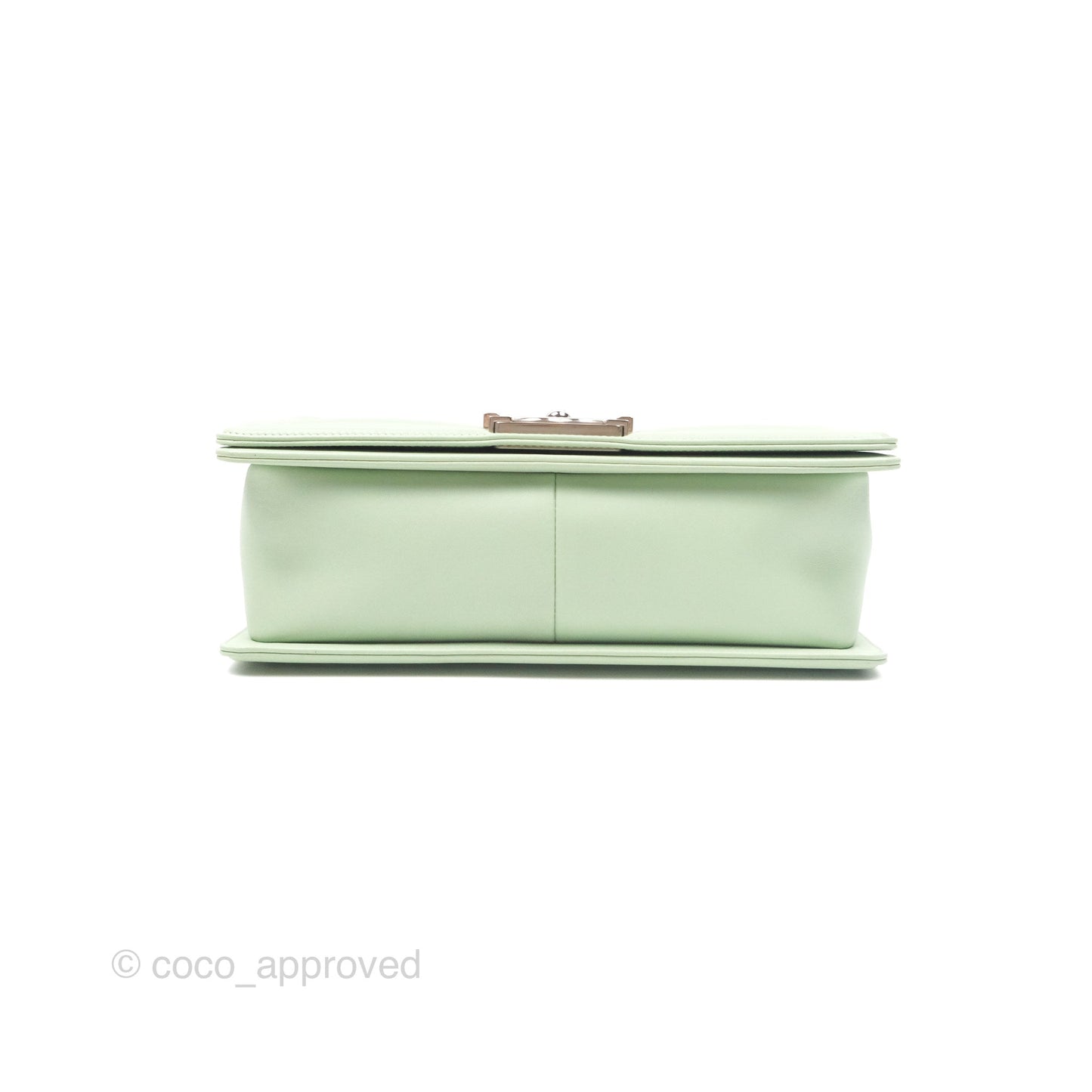 Chanel Medium Chevron Boy Mint Green Calfskin Silver Hardware
