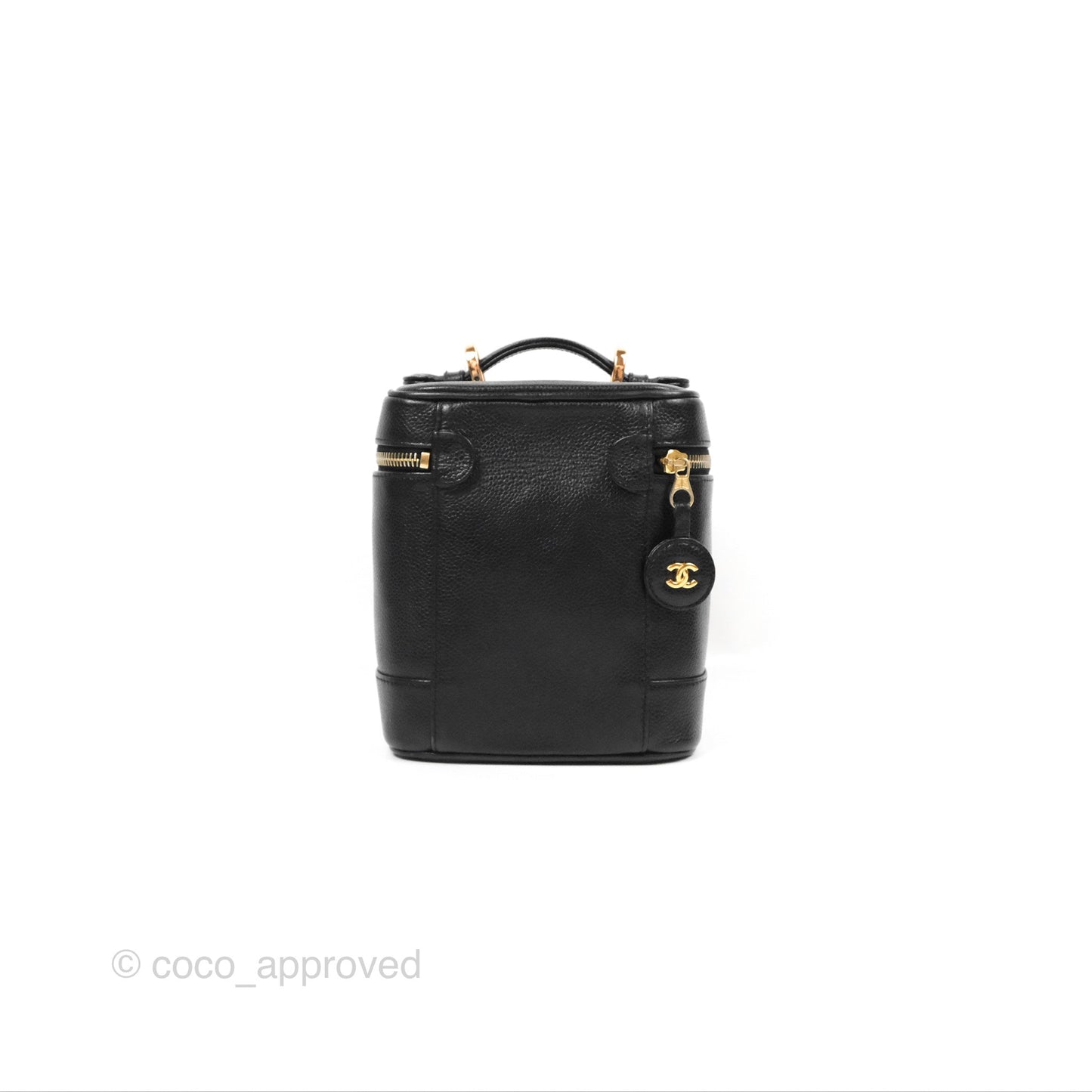 Chanel Vintage Vanity Case Black Caviar Gold Hardware