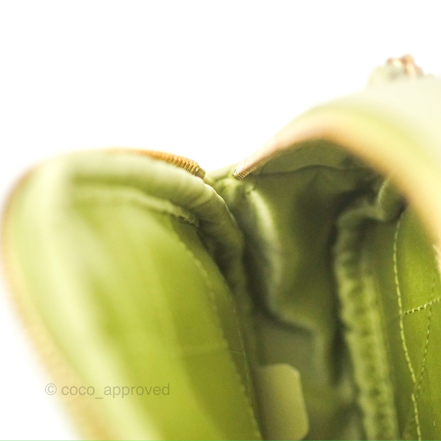 Chanel Small Quilted Diamond Cut Bag Green Lambskin Aged Gold Hardware