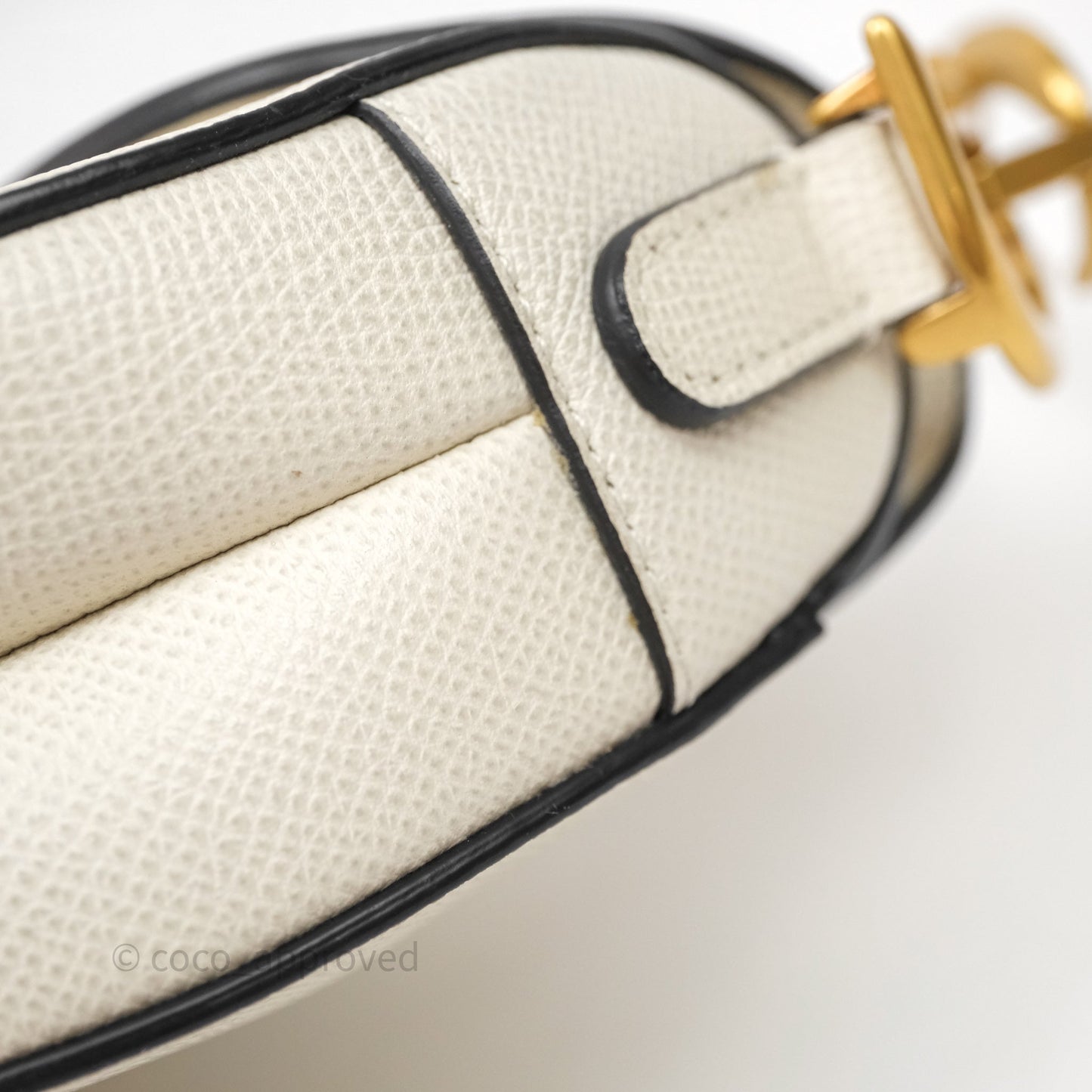 Christian Dior Mini Saddle Bag White Grained Calfskin Gold Hardware