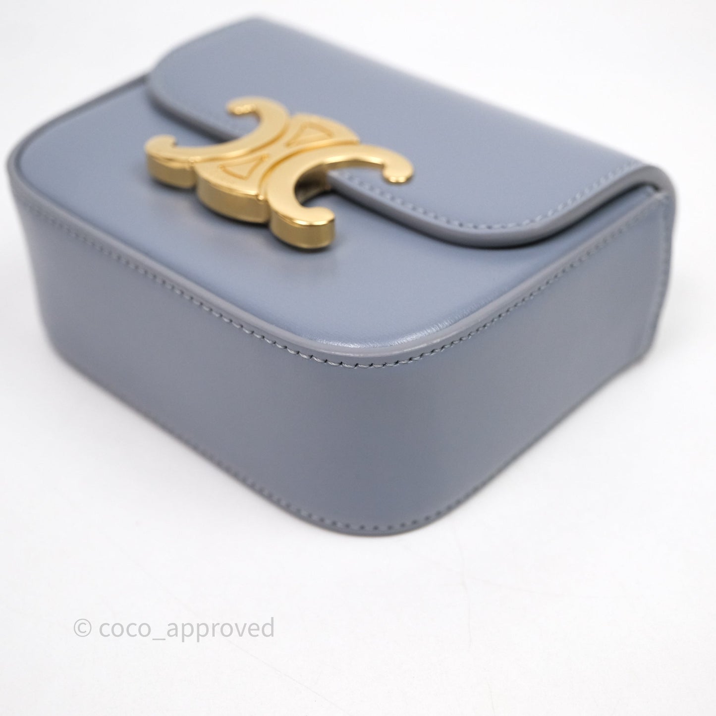 Celine Mini Triomphe Shiny Calfskin Blue Grey