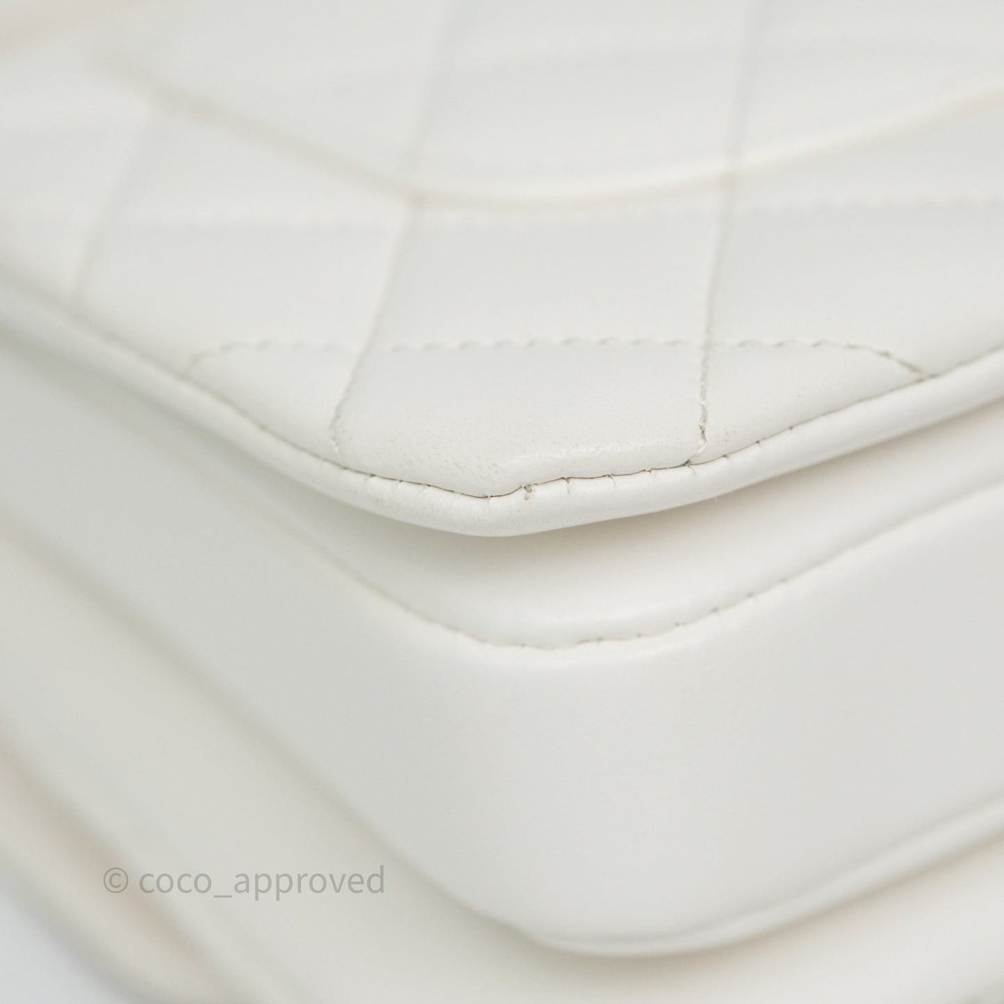 Chanel Mini Trendy CC Handle Bag Lacquered Logo White Lambskin