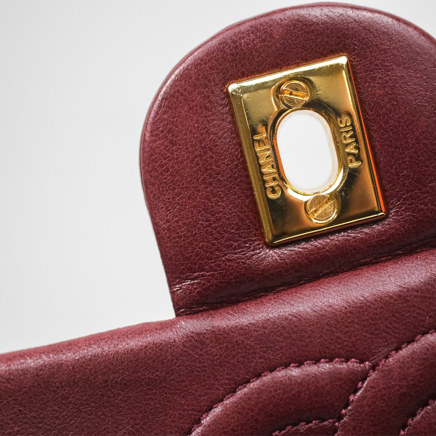Chanel Vintage Mini Square Burgundy Lambskin 24K Gold Hardware