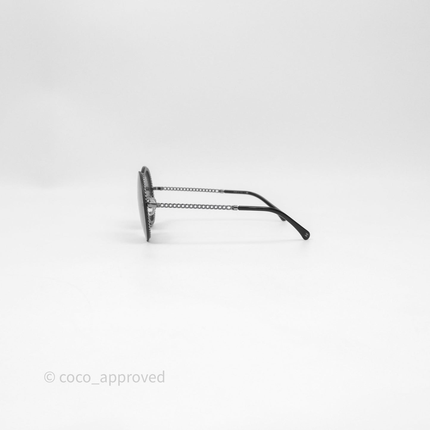 Chanel Round Sunglasses With Chain Black