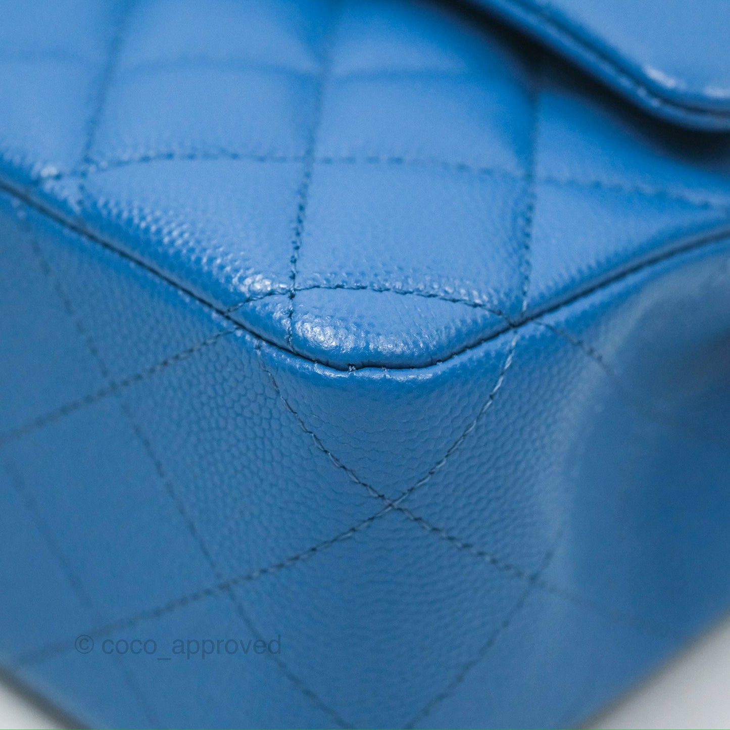 Chanel Classic M/L Medium Flap Quilted Blue Caviar Gold Hardware