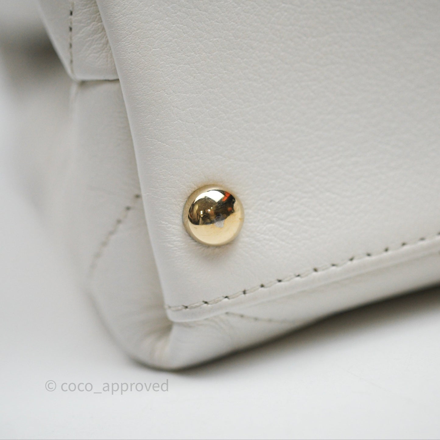 Chanel Small Chevron Chic Top Handle Flap White Calfskin Gold Hardware