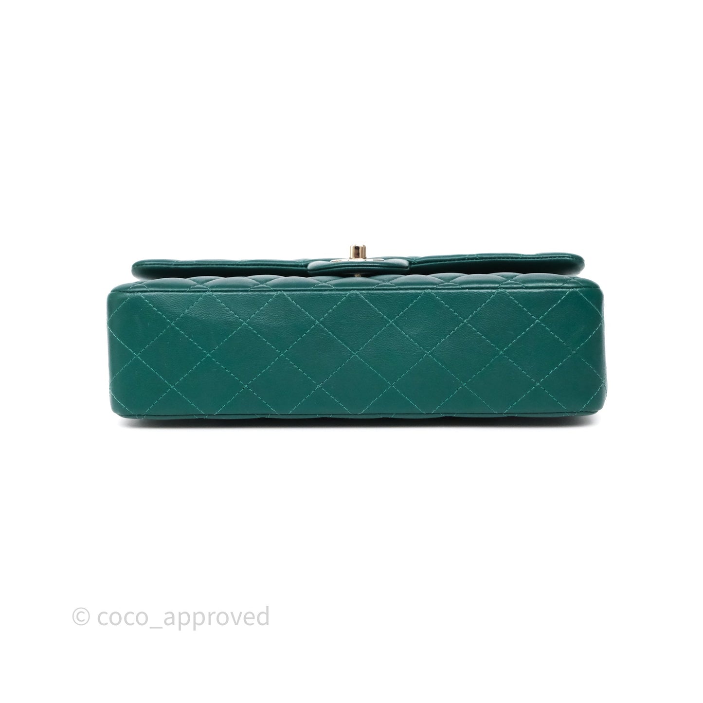 Chanel Medium Classic Flap Quilted Dark Green Lambskin Silver Hardware