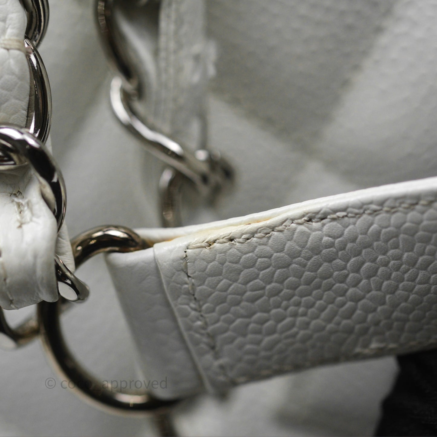 Chanel GST White Caviar Silver Hardware