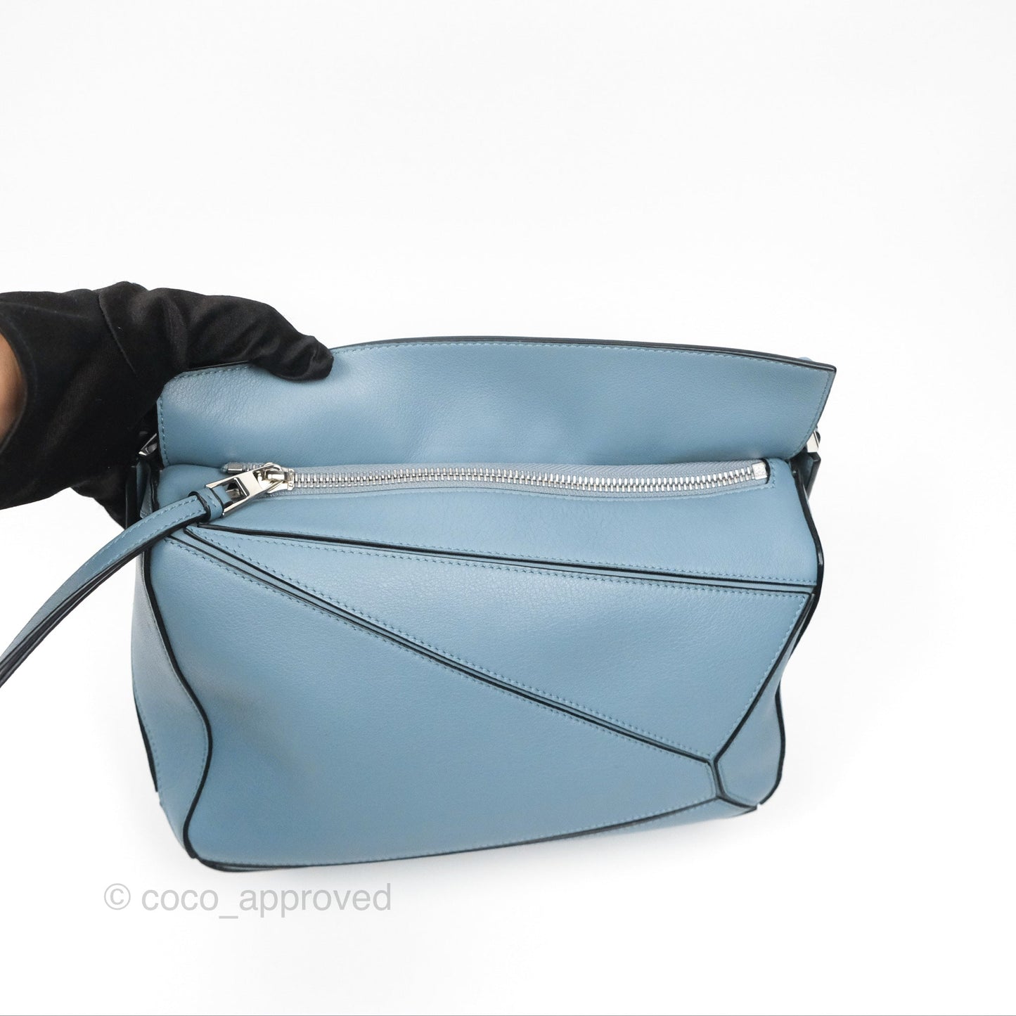 Loewe Small Puzzle Bag Stone Blue Calfskin