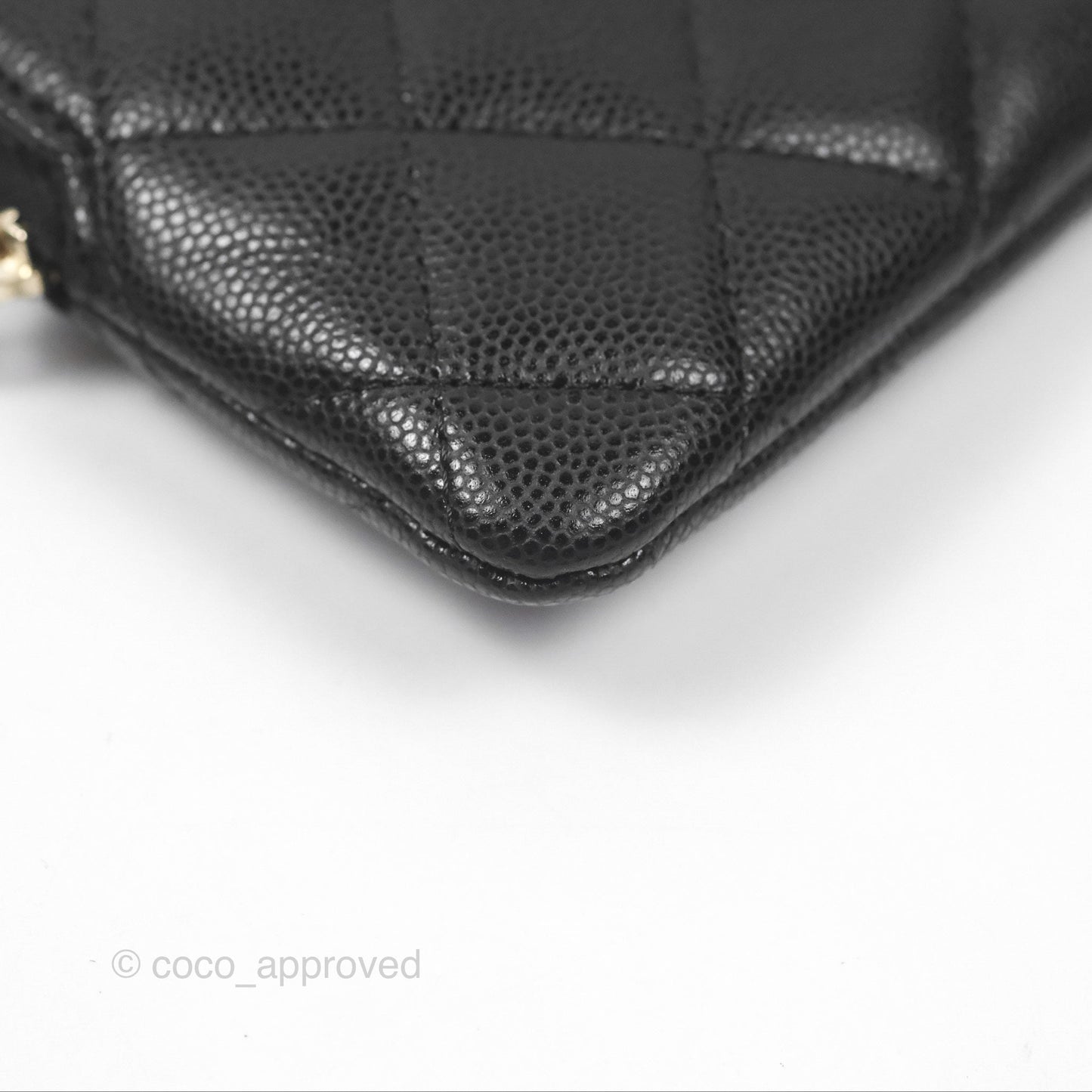 Chanel Quilted Classic Zip Card Holder Wallet Black Caviar Gold Hardware