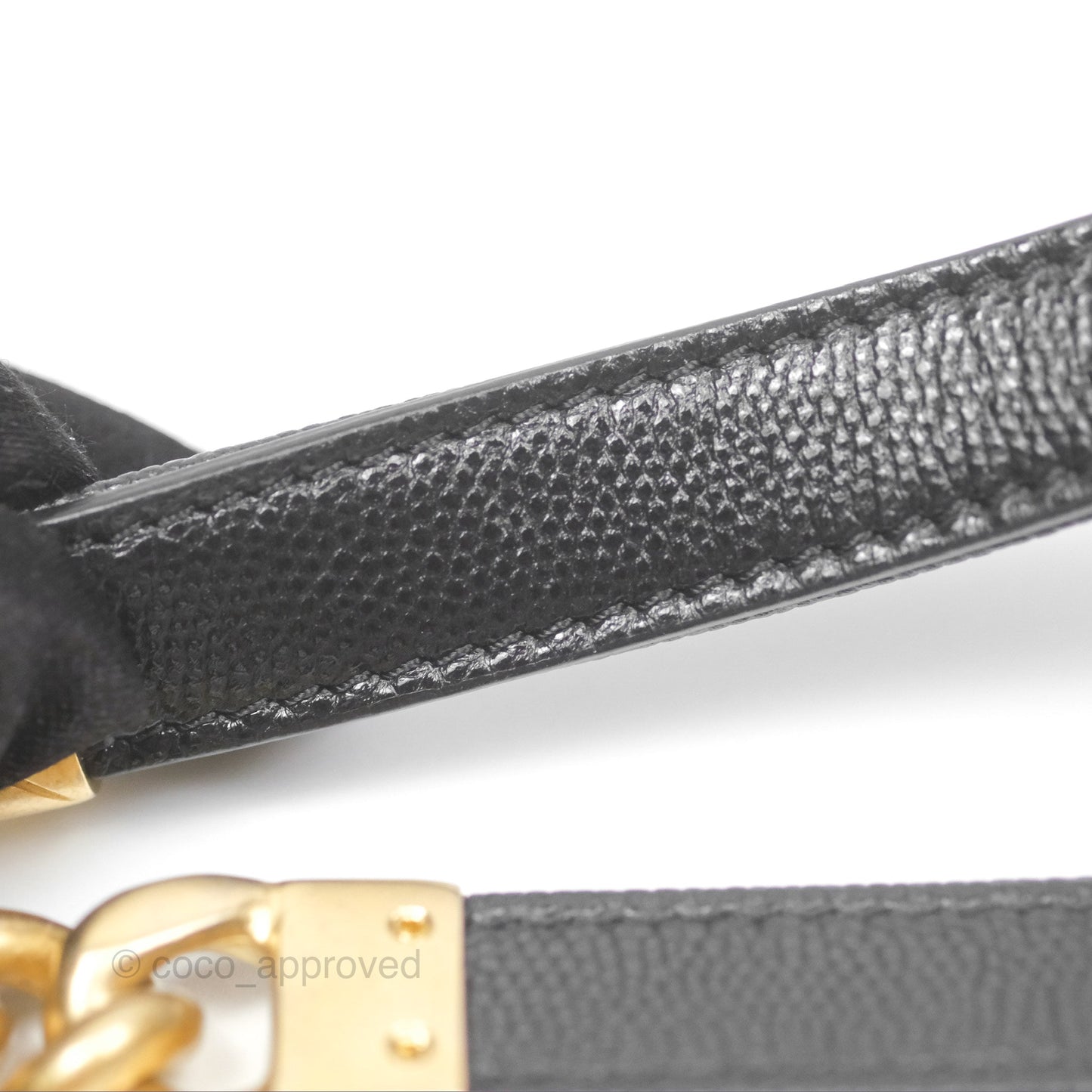Chanel Bracelet On Chain Flap Bag Flat Quilted Black Caviar Aged Gold Hardware