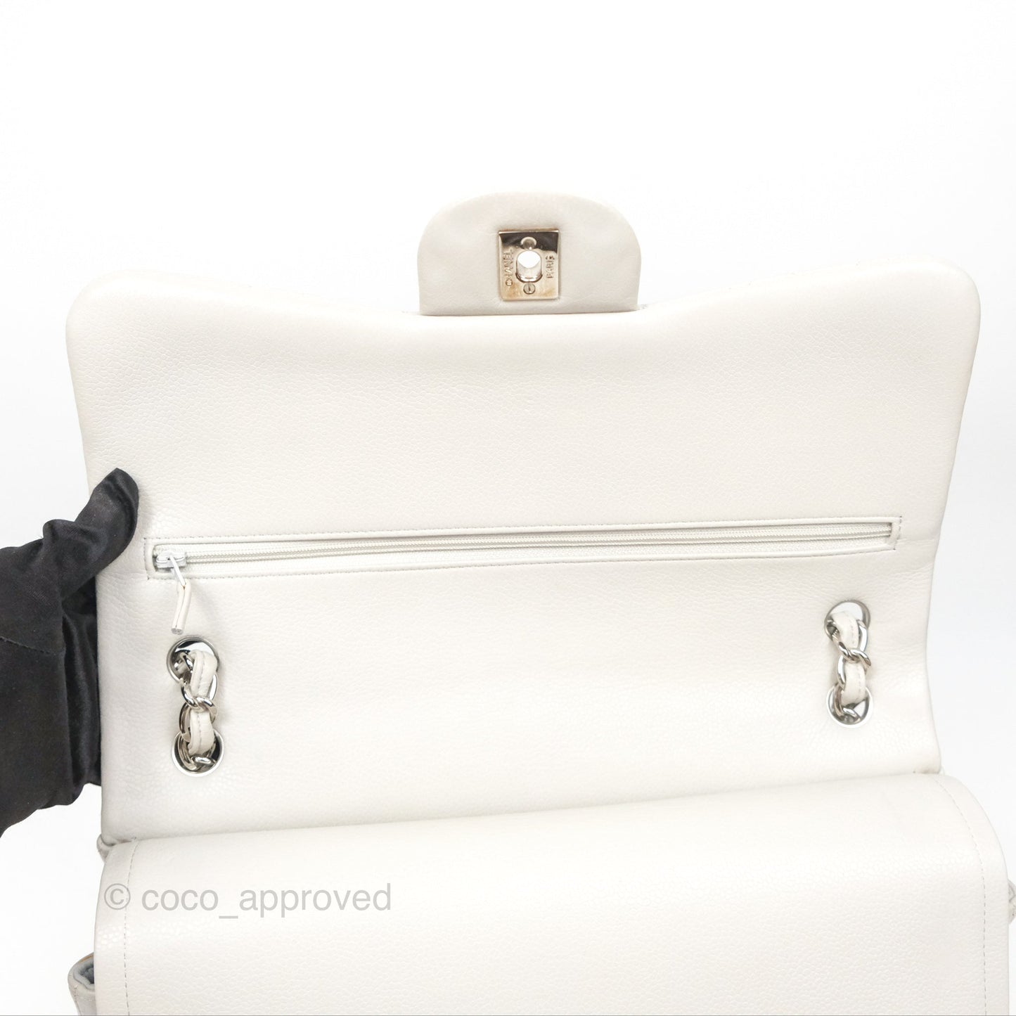 Chanel Jumbo Double Flap Light Grey Caviar Silver Hardware⁣⁣