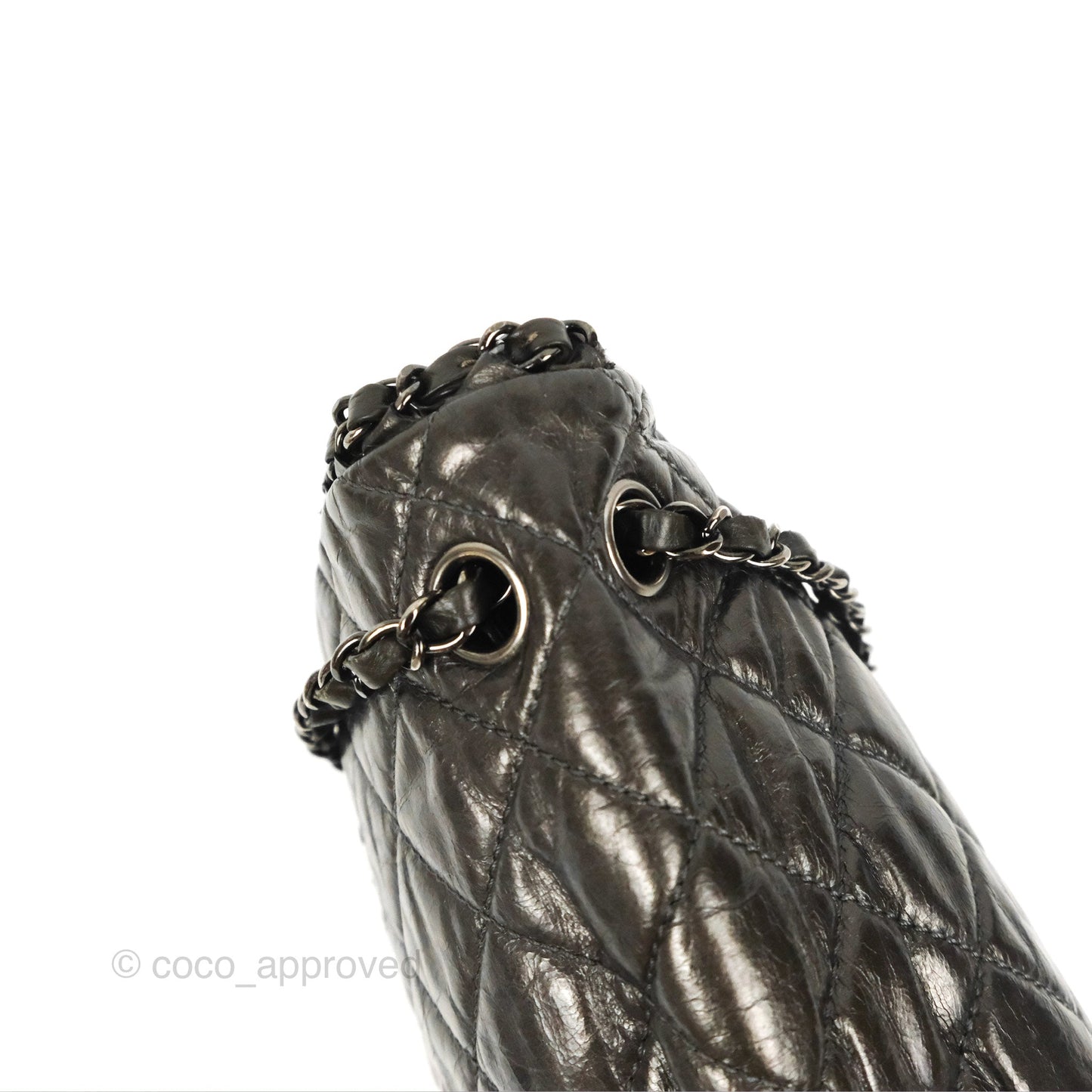 Chanel Medium Chain Me Flap Bag Metallic Dark Grey Calfskin Gun Metal