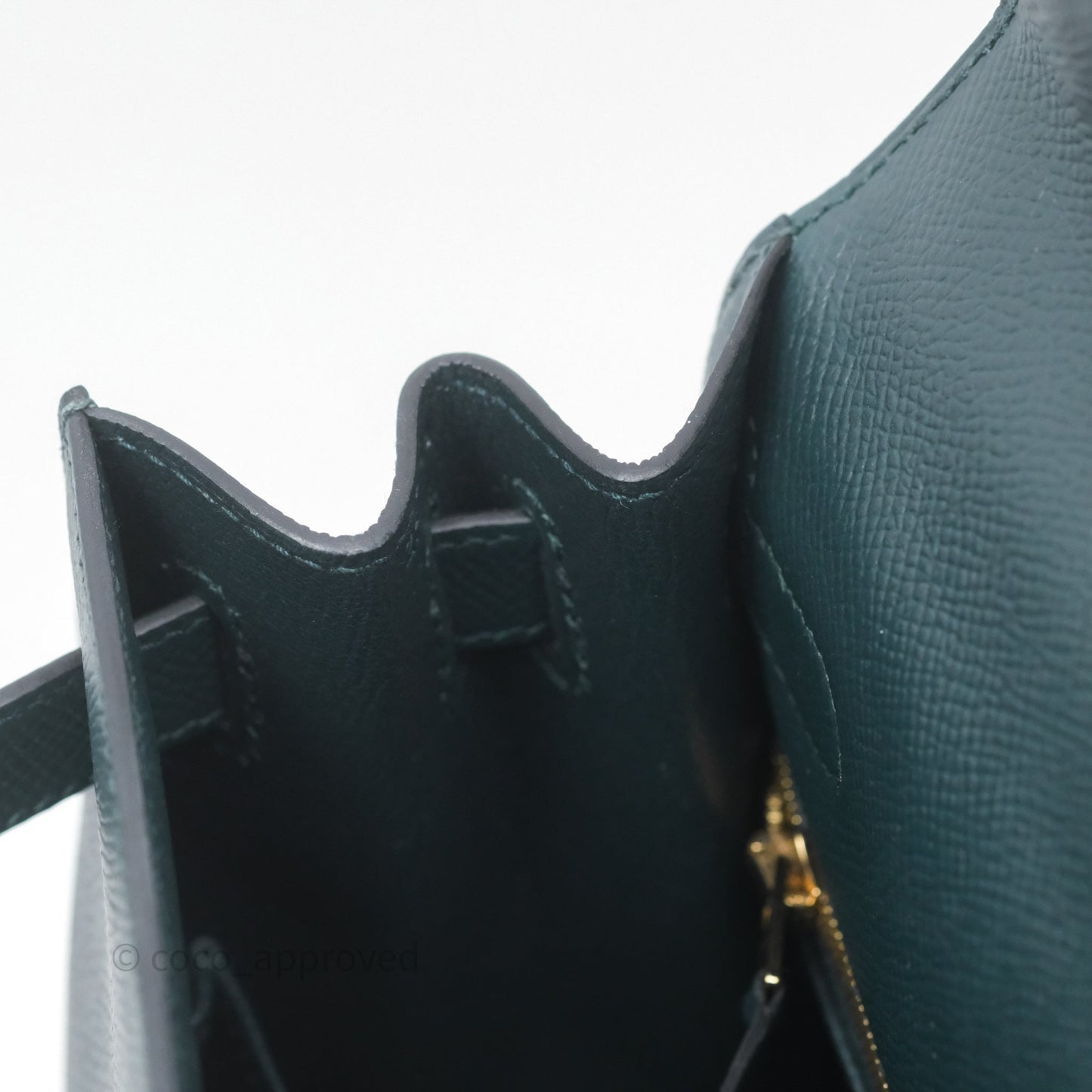 Hermès Kelly 28 Sellier Vert Cypres 6O Epsom Gold Hardware