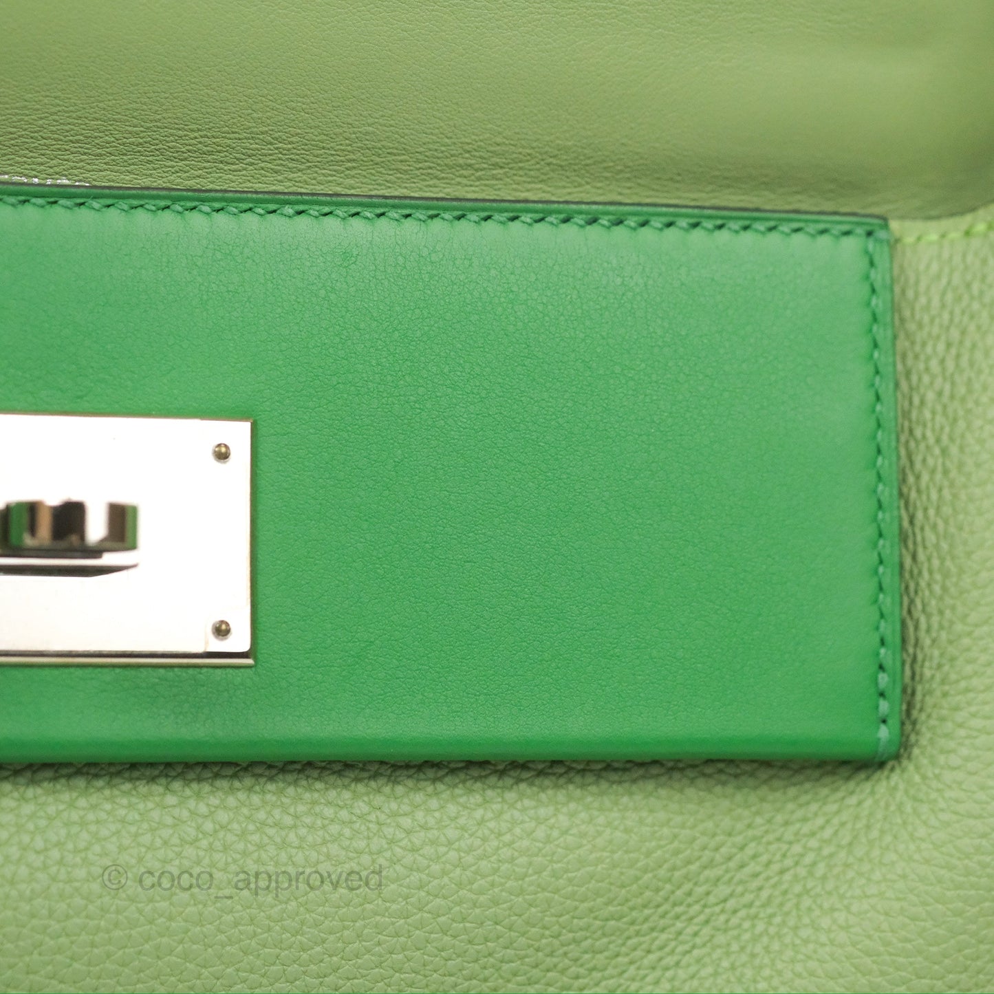 Hermès 24/24 29 Vert Criquet/Bamboo Evercolor/Swift Palladium Hardware