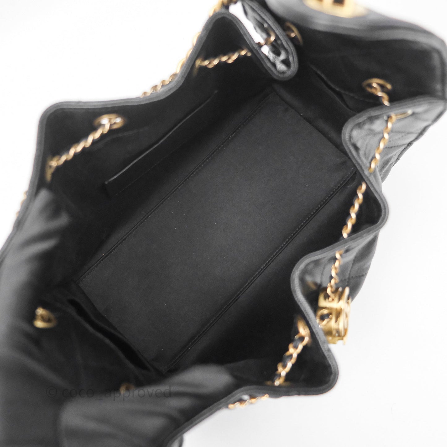 Chanel 25 Small Bag Black Caviar Aged Gold Hardware