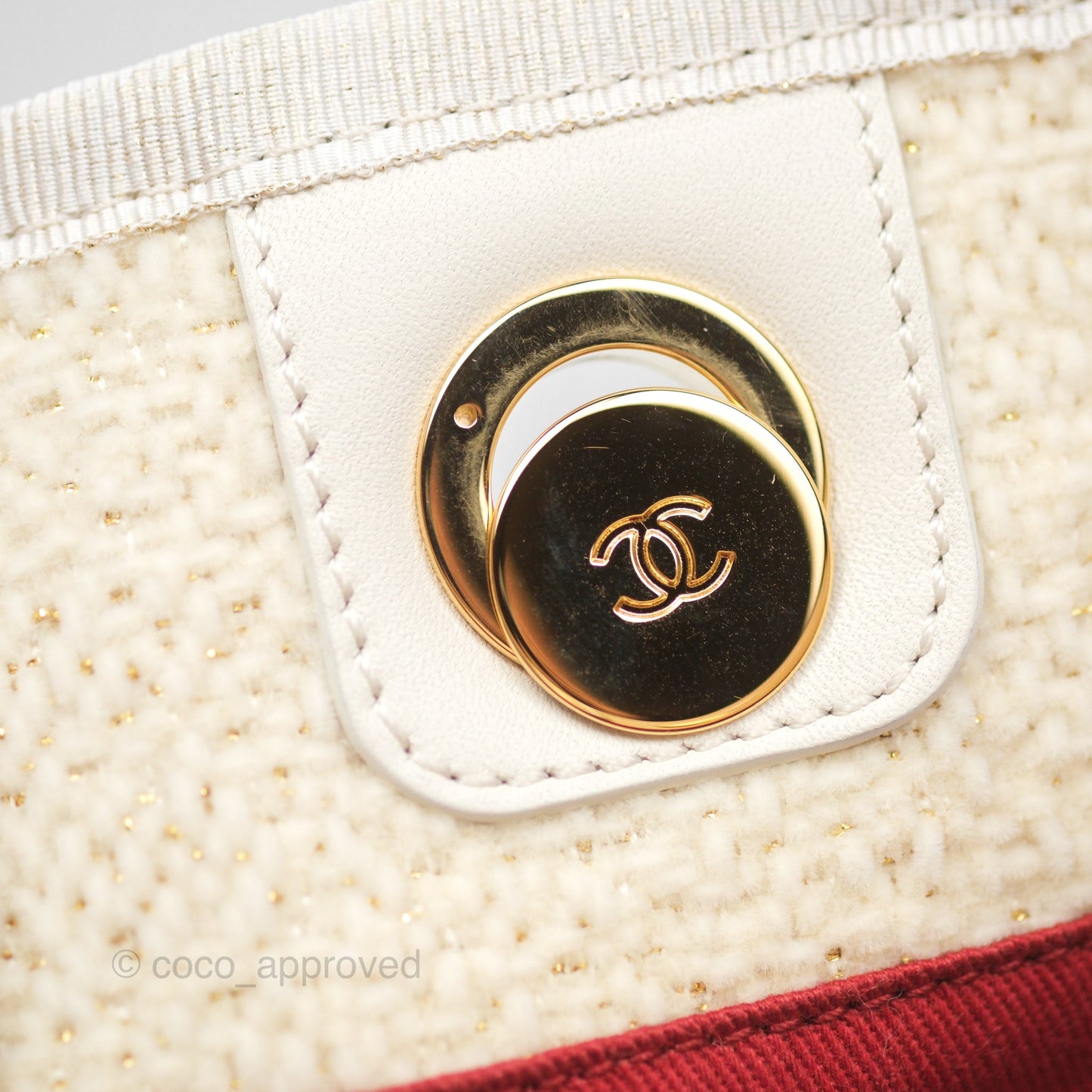 Chanel Medium Deauville Tote Ivory Lurex Boucle 19A