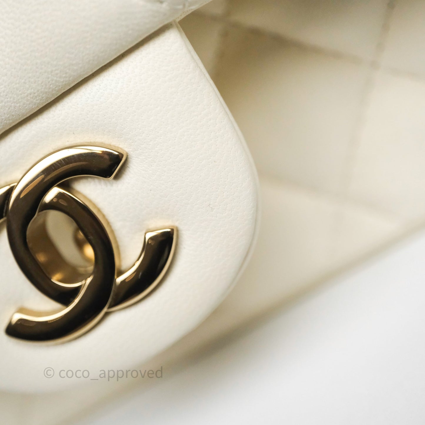 Chanel Quilted Mini Square White Lambskin Gold Hardware