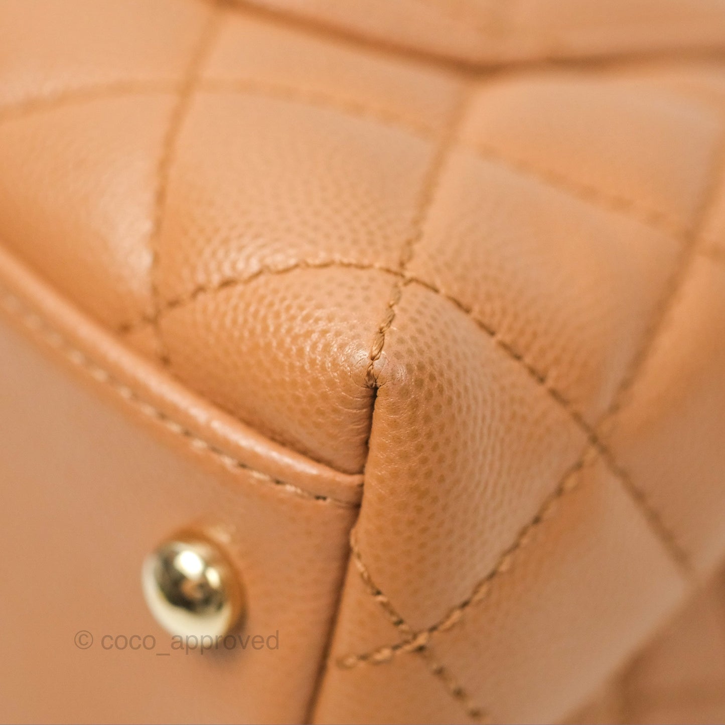 Chanel Mini Coco Handle Dark Beige Caviar Lizard Handle Gold Hardware