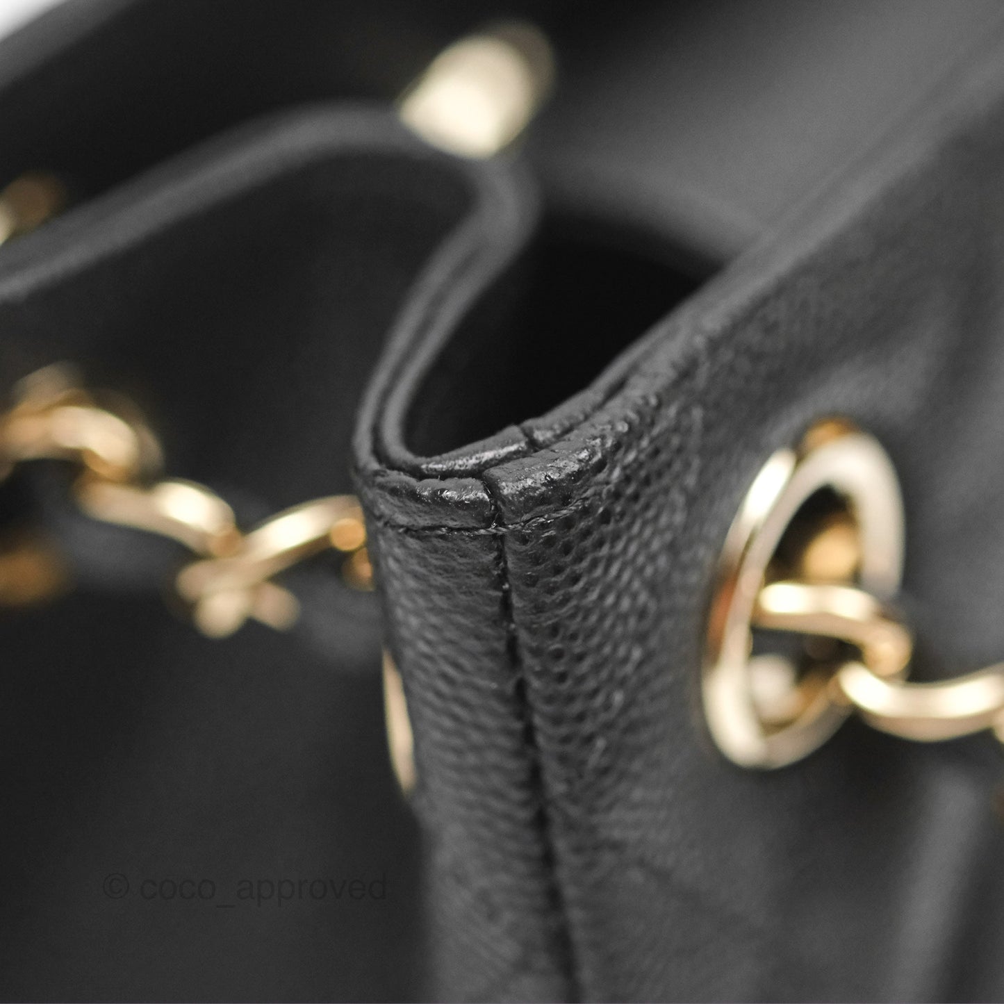 Chanel Mini Bucket Tote Black Caviar Gold Hardware 22S
