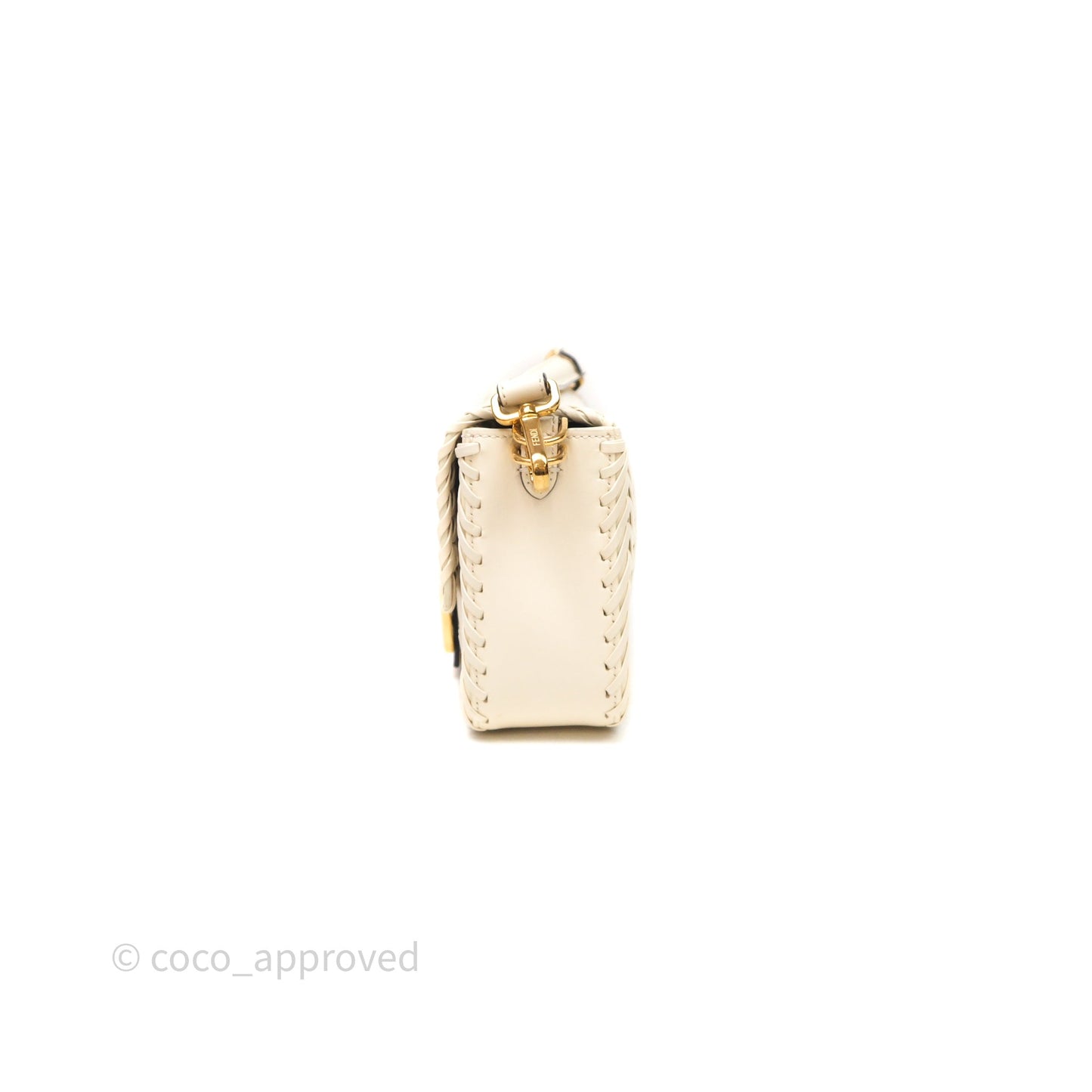 Fendi Braided Leather Baguette Bag Ivory Gold Hardware