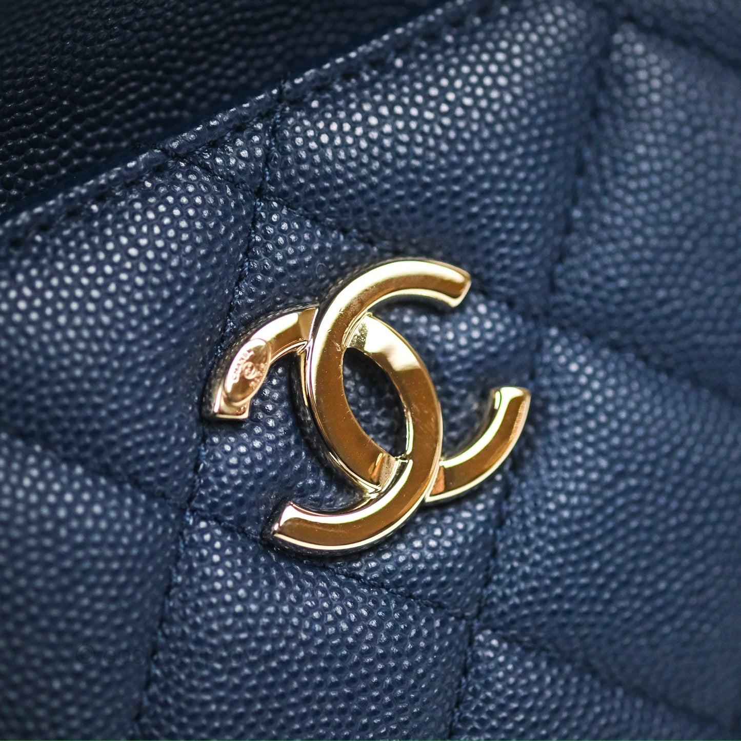 Chanel Quilted Caviar Waist Bag Navy Gold Hardware With Detachable Pouch